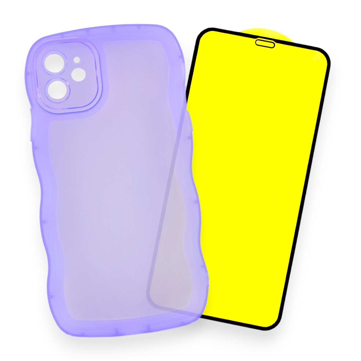 KIT Funda + Mica 9D para IPHONE 11 Diseño Curly Case Color Lila
