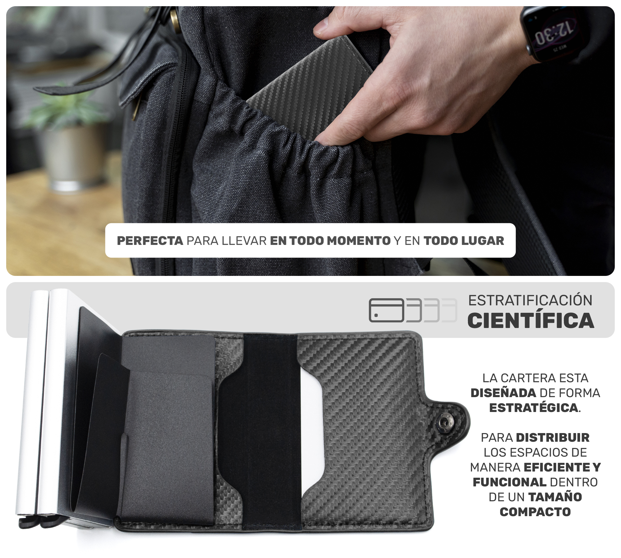 Cartera para Hombre Mujer Seguridad RFID Bloqueo Antirrobo Clip Wallet Elegante 