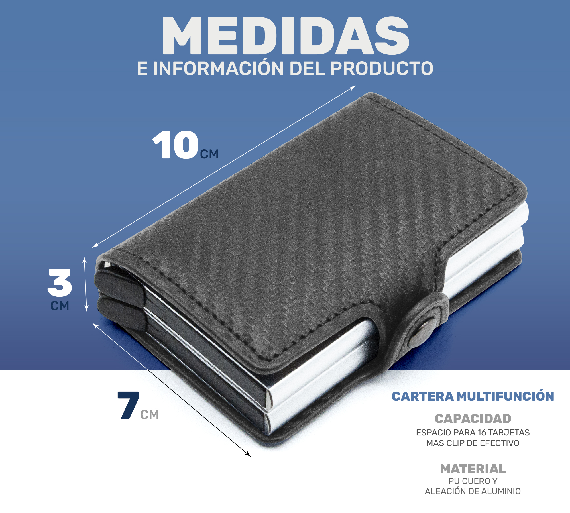Cartera para Hombre Mujer Seguridad RFID Bloqueo Antirrobo Clip Wallet Elegante 