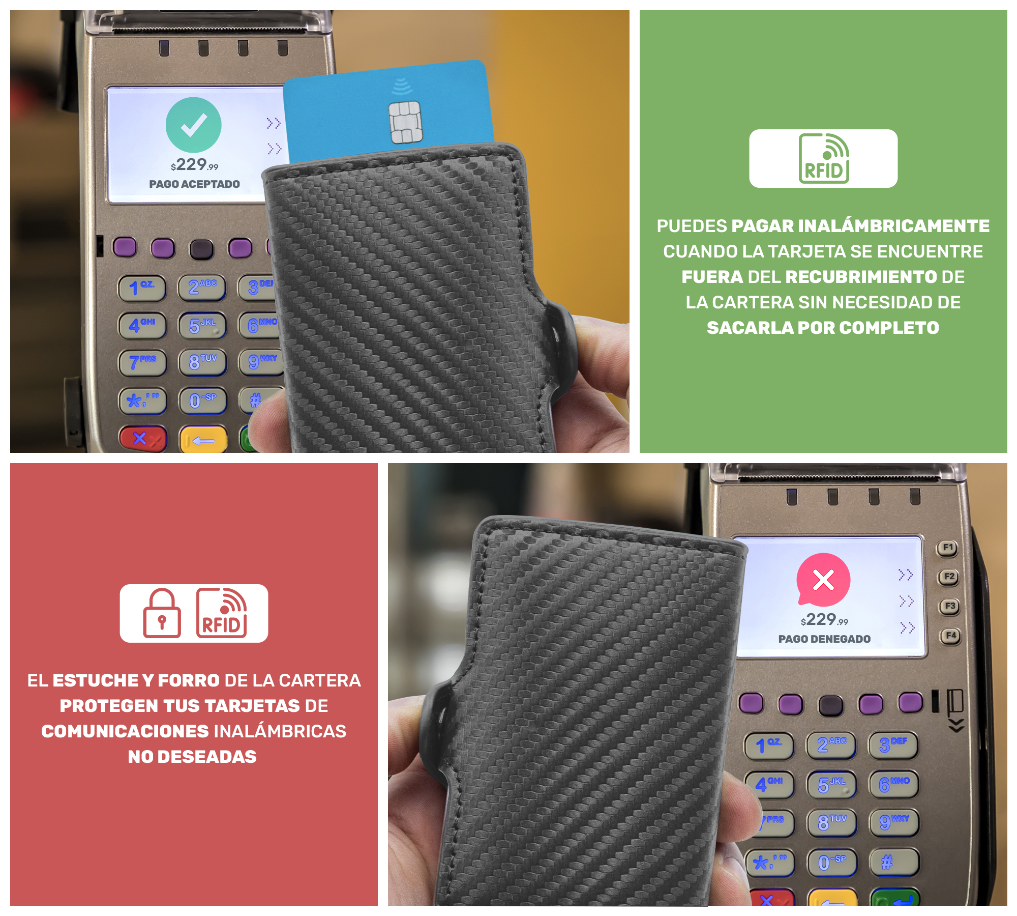 Cartera para Hombre Mujer Seguridad RFID Bloqueo Antirrobo Clip Wallet Elegante 