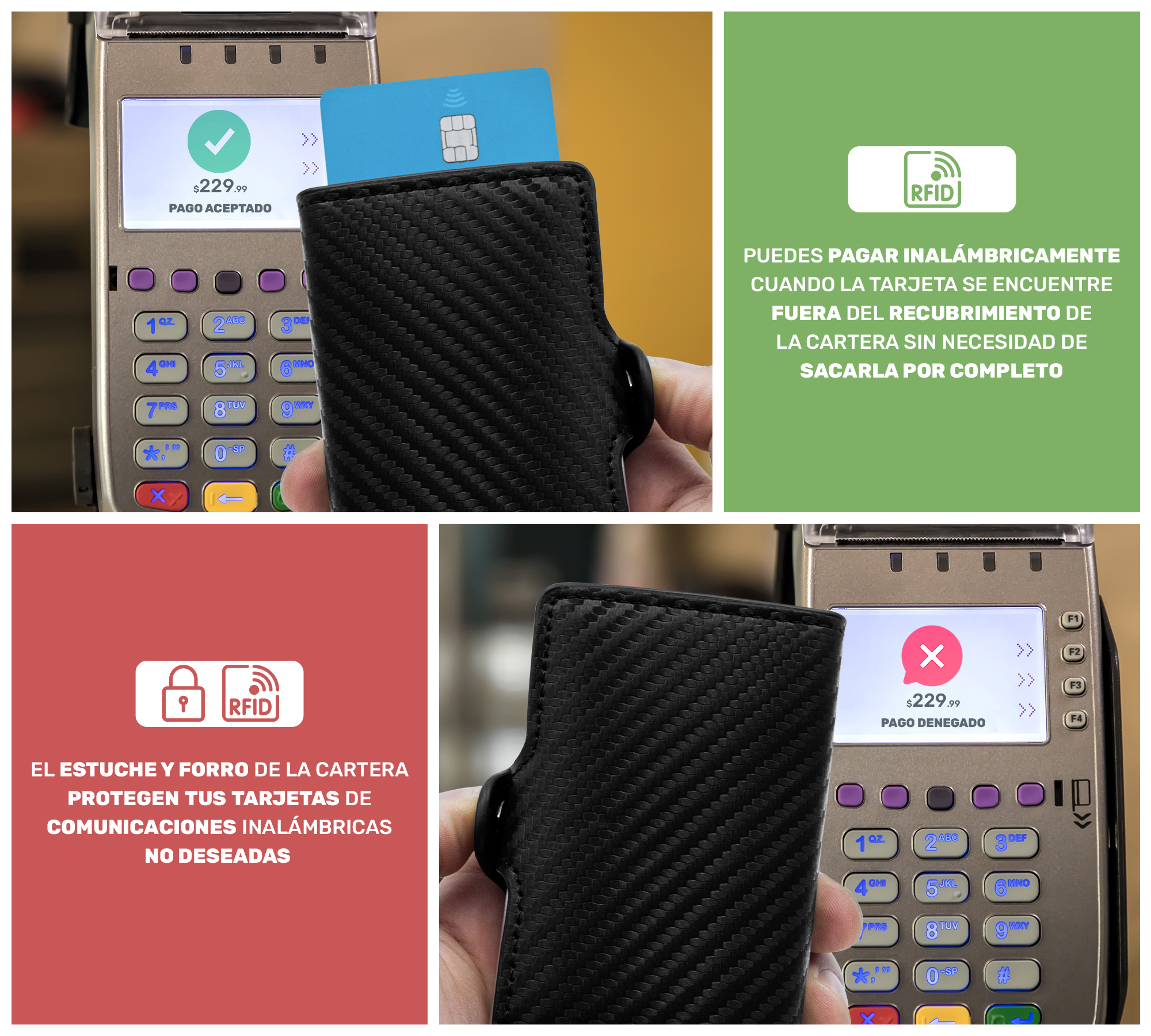 Cartera para Hombre Mujer Seguridad RFID Bloqueo Antirrobo Clip Wallet Elegante