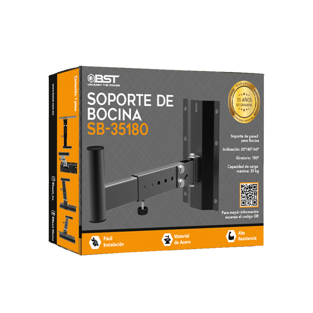 Soporte Base Pared Bocinas BST Max 32Kg gira 180 Grados inclinable