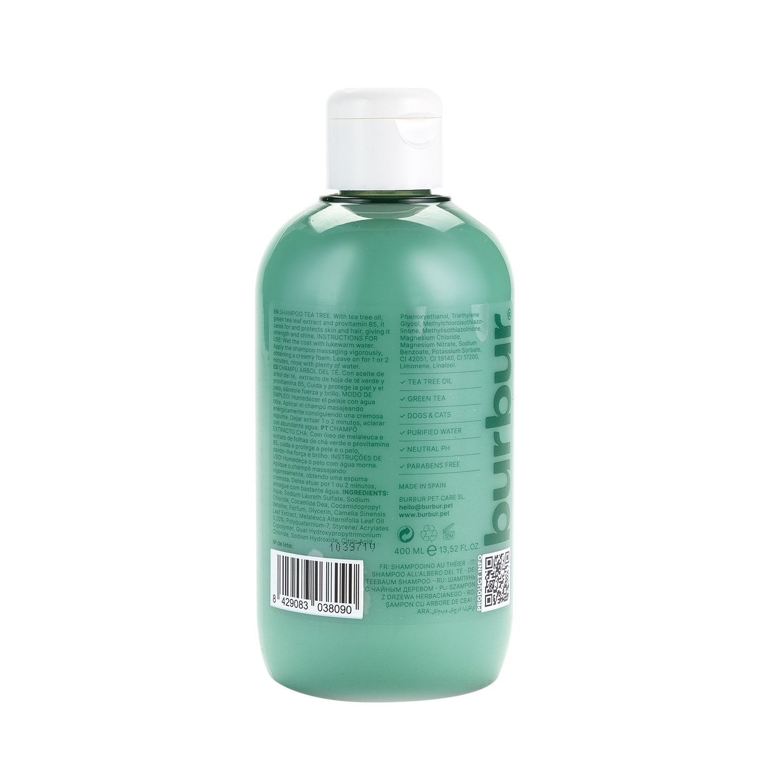 Burbur Shampoo Tea Tree para Perros y Gatos Repelente de 400 ml