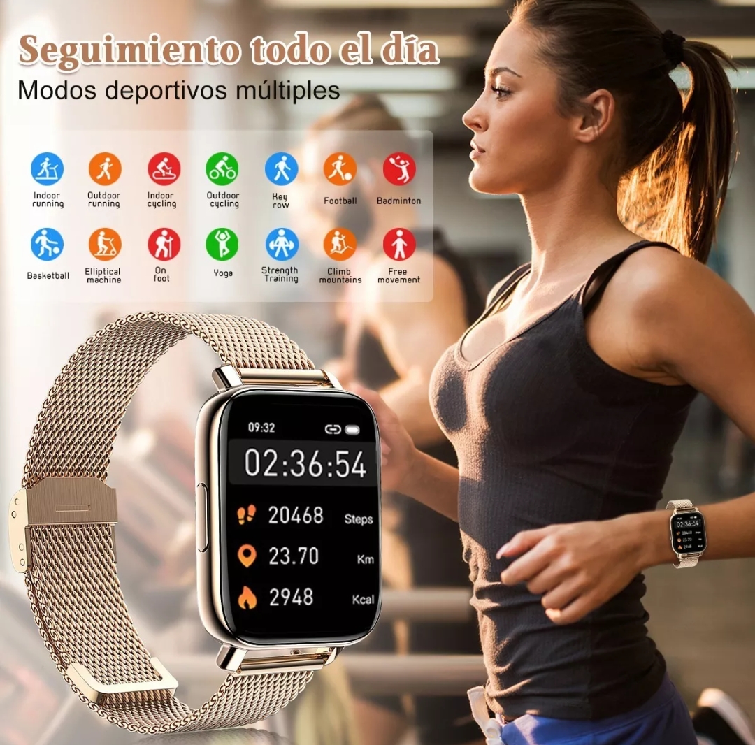 Smartwatch Mujer 1.85'' Reloj Inteligente Mkeojdo Reloj Impermeable Or – Relojes  Inteligentes de Remate