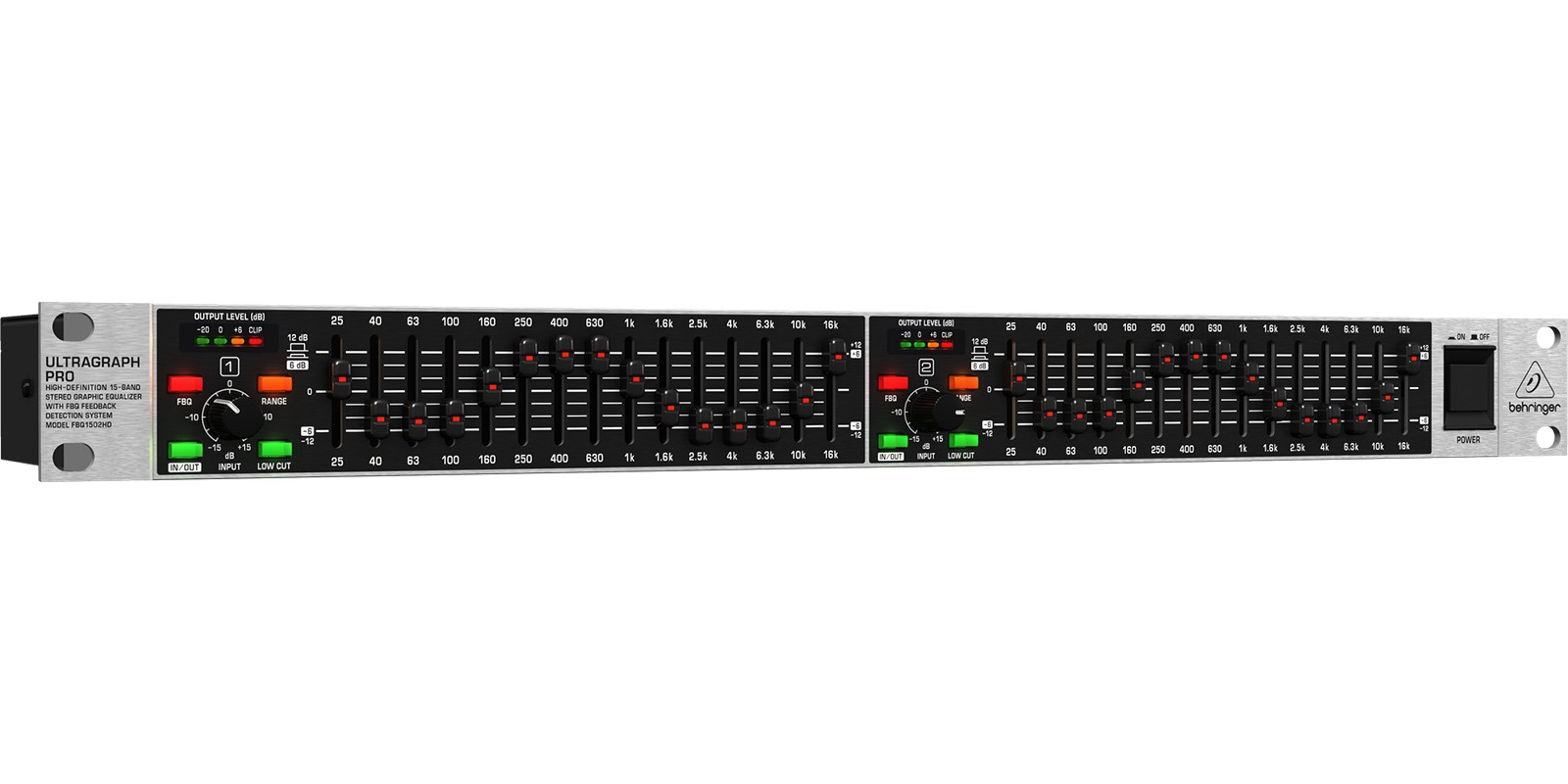 Ecualizador Behringer Gráfico Estéreo Modelo FBQ1502HD.