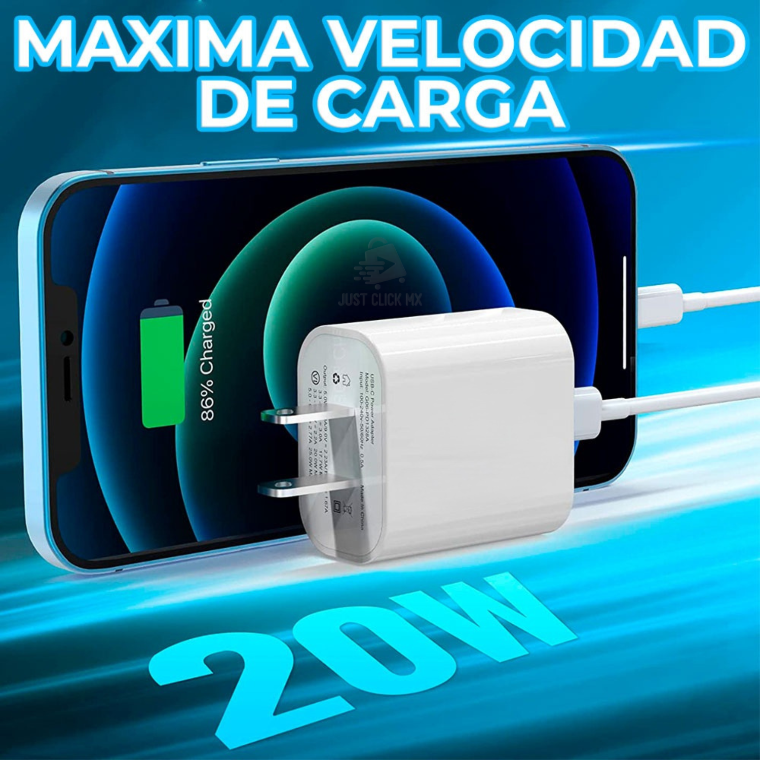 Cargador Carga Rápida 20W Con Cable USB-C