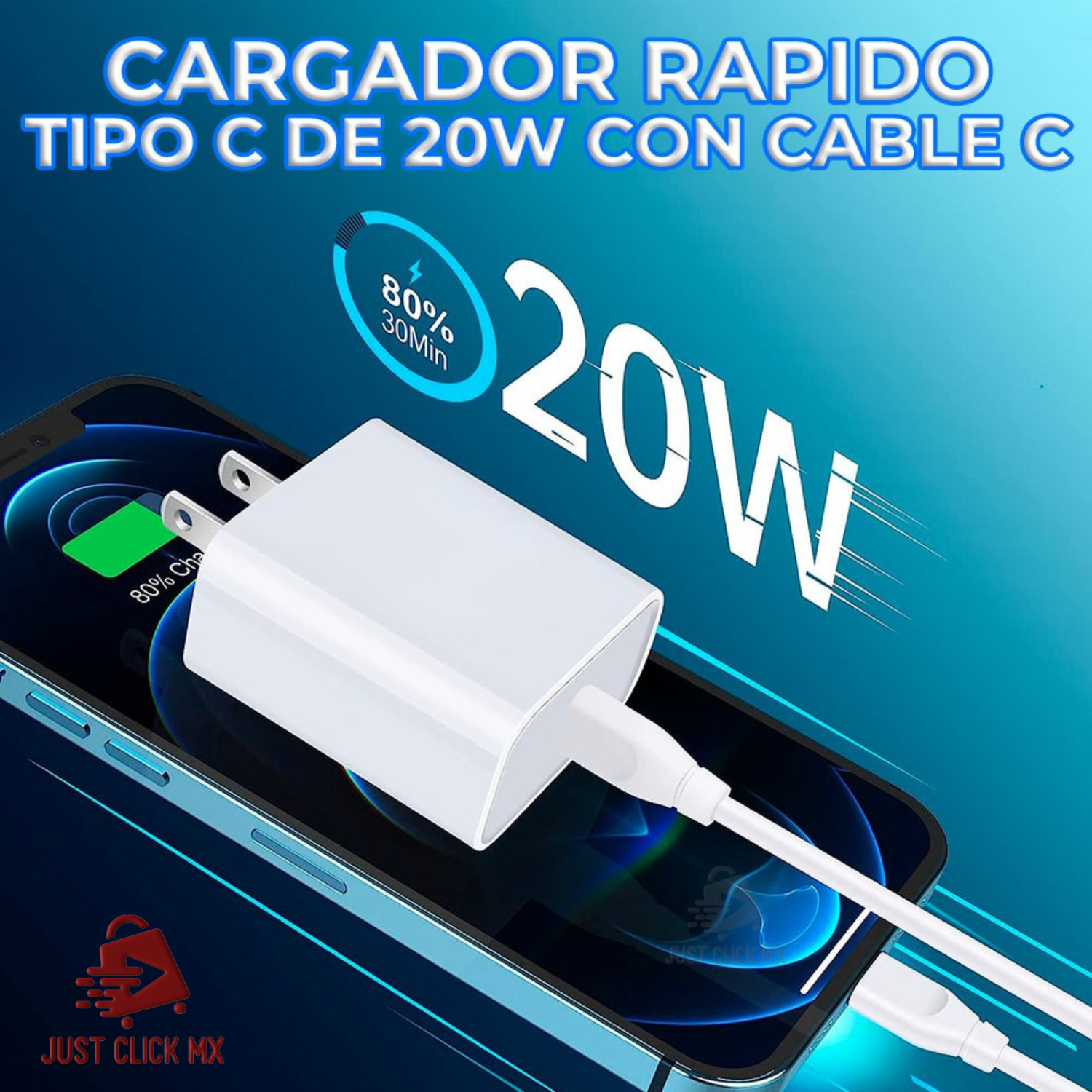 Cargador Carga Rápida 20w Con Cable Usb-C