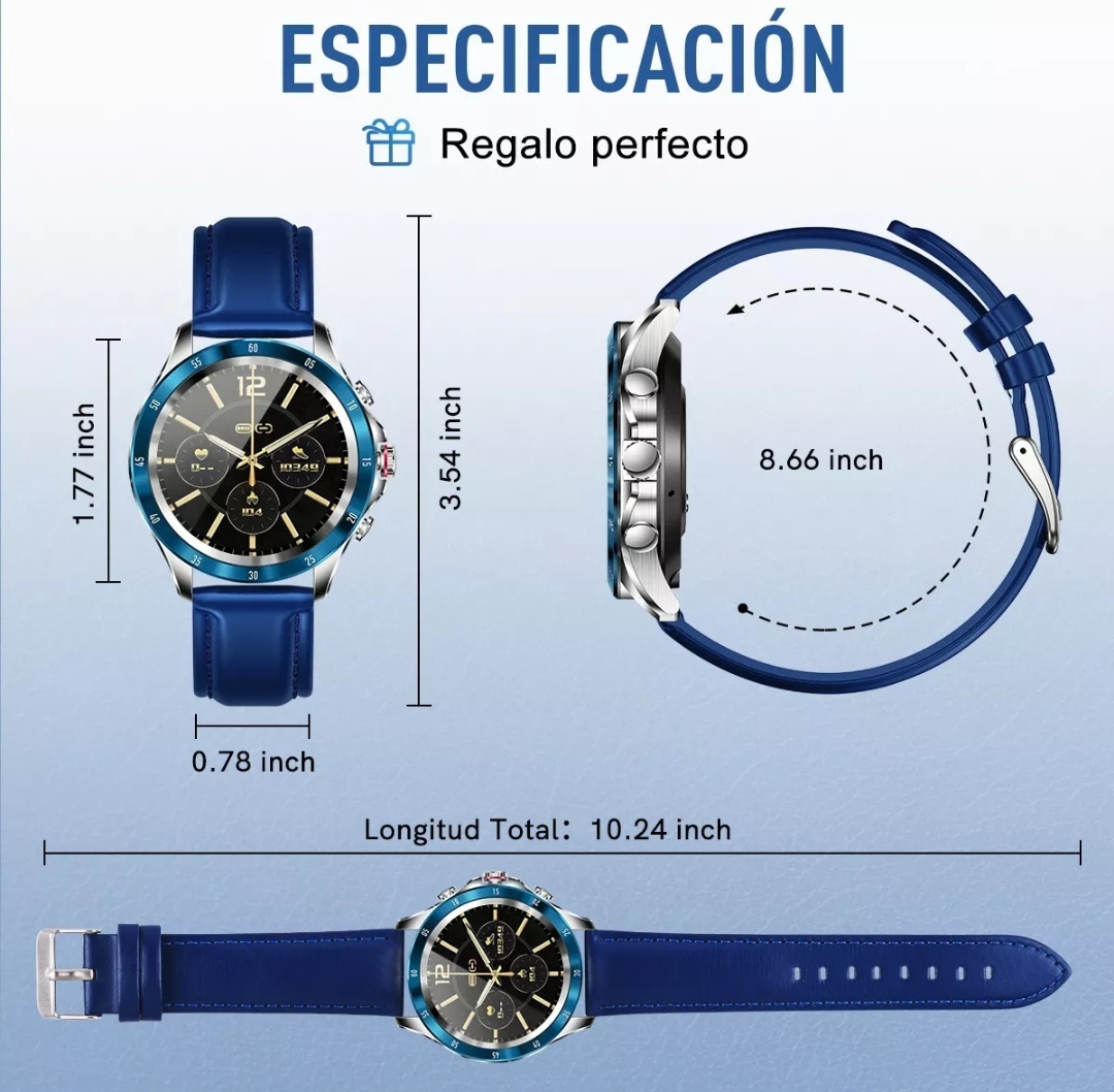 Reloj Inteligente Hombre Deportivo Reloj Samrtwach Bluetooth azul
