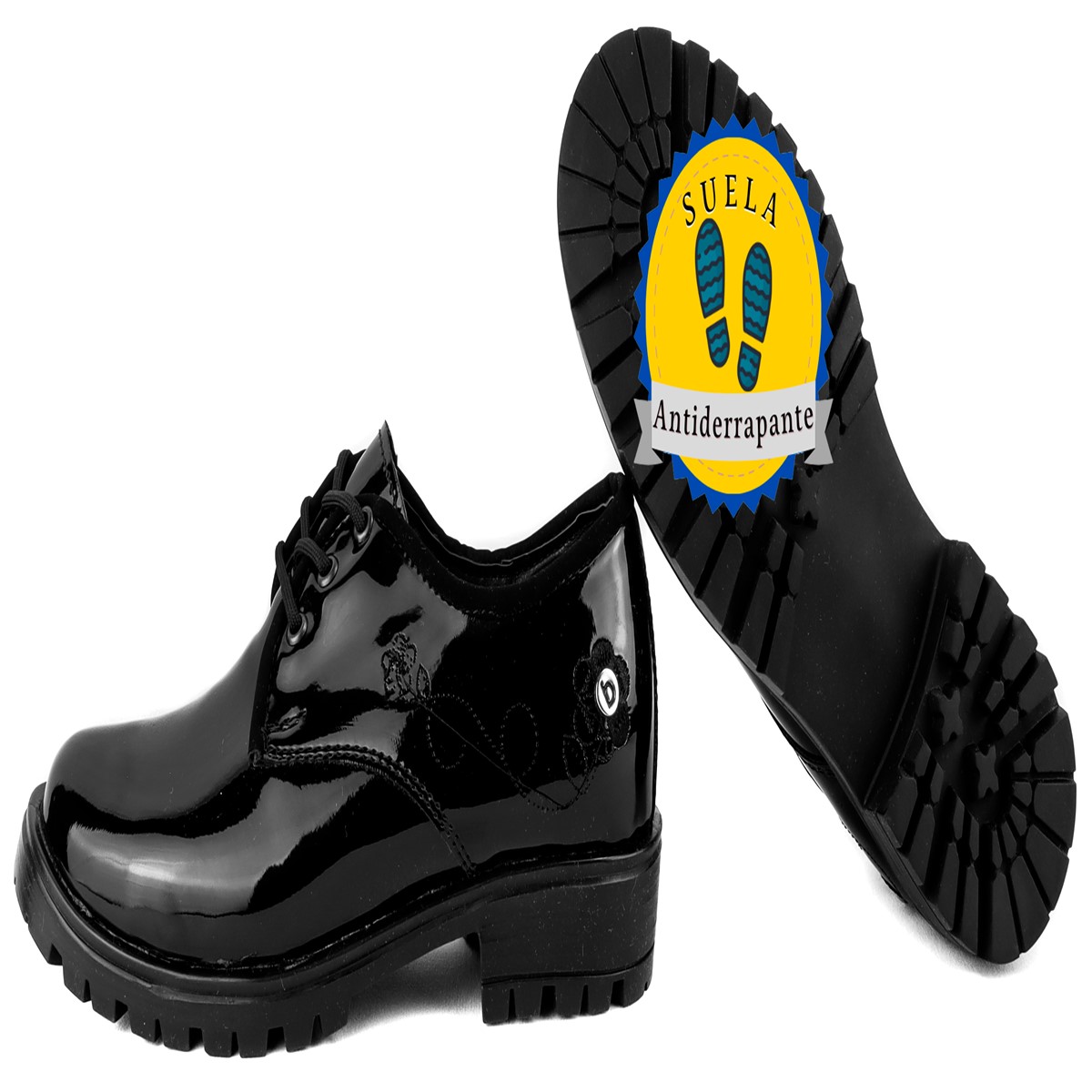 Zapato Juvenil Merlina Charol Negro Casual Blasito 19e151-1.