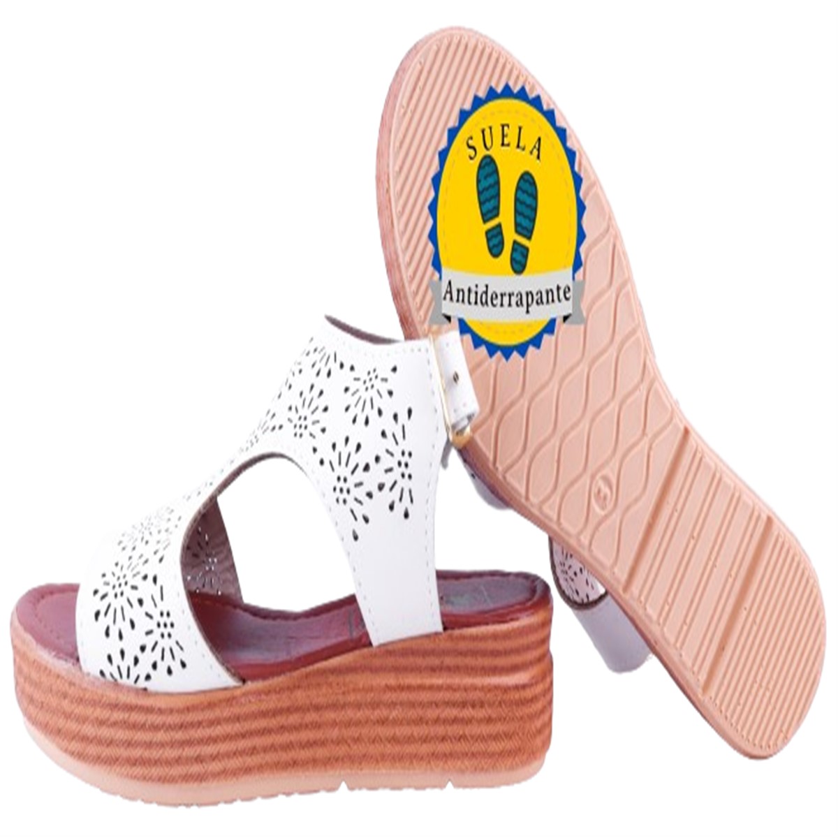 Sandalia Huarache Plataforma Mujer Playa Moda Norma-b Blanco