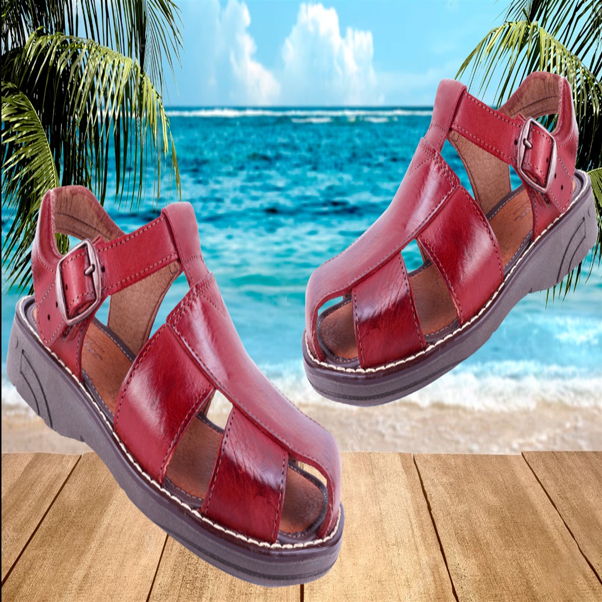 Huarache Caballero 100% Piel Sandalia Playa Cómodos 445.