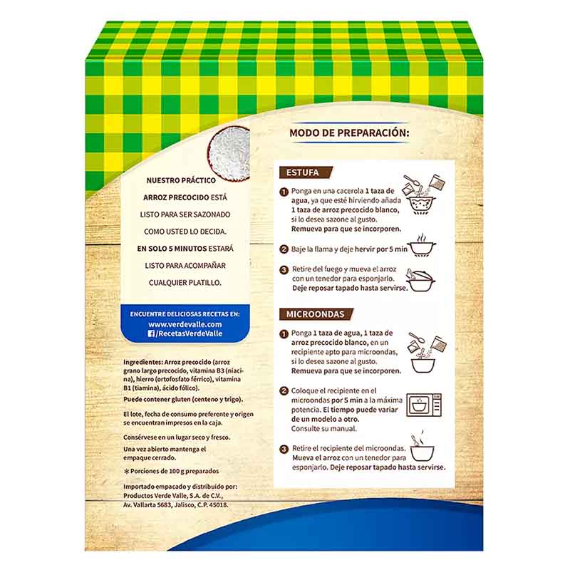 Verde Valle Arroz Precocido Blanco 2 Kg
