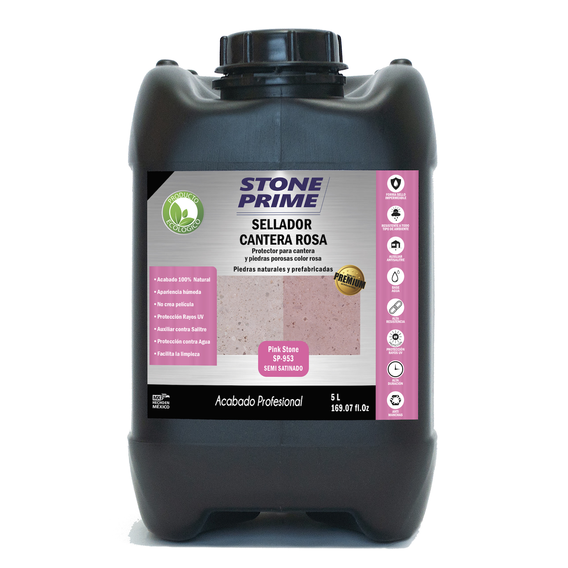 Sellador para piedra cantera rosa Stone Prime Acabado mojado 5 litros