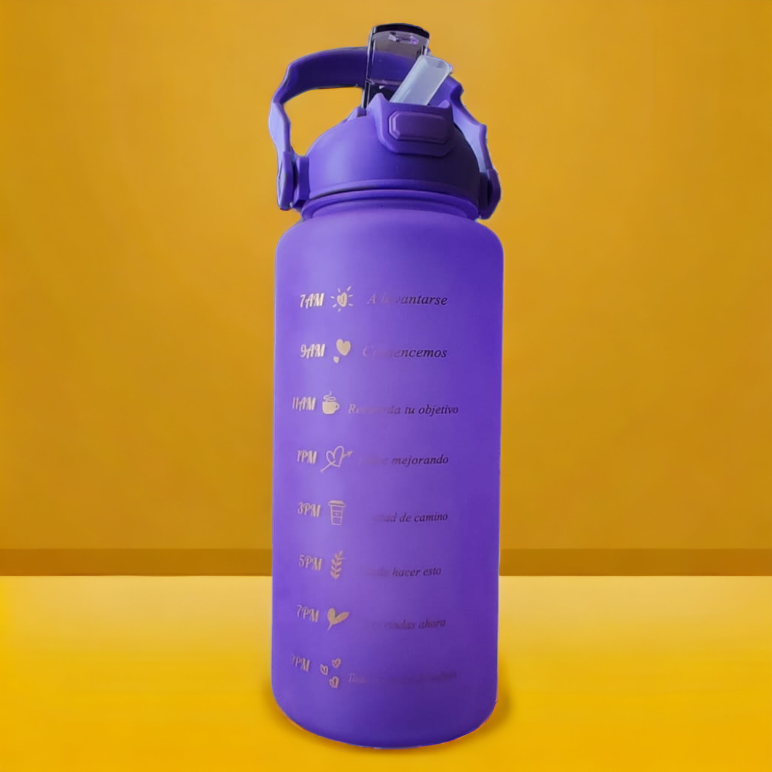 Vaso motivacional trio 3 en 1con stickers morado cambia de color