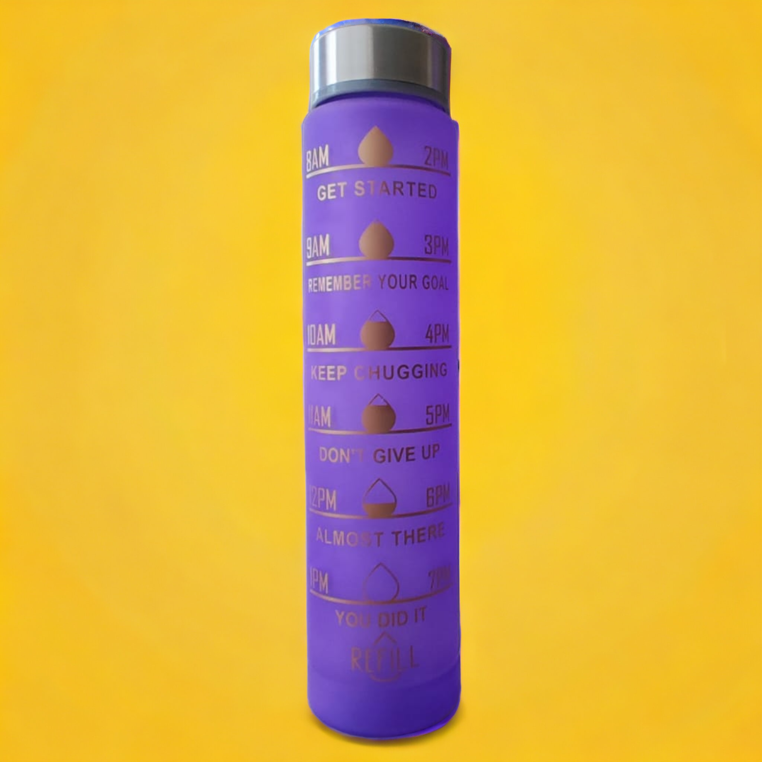 Vaso motivacional trio 3 en 1con stickers morado cambia de color