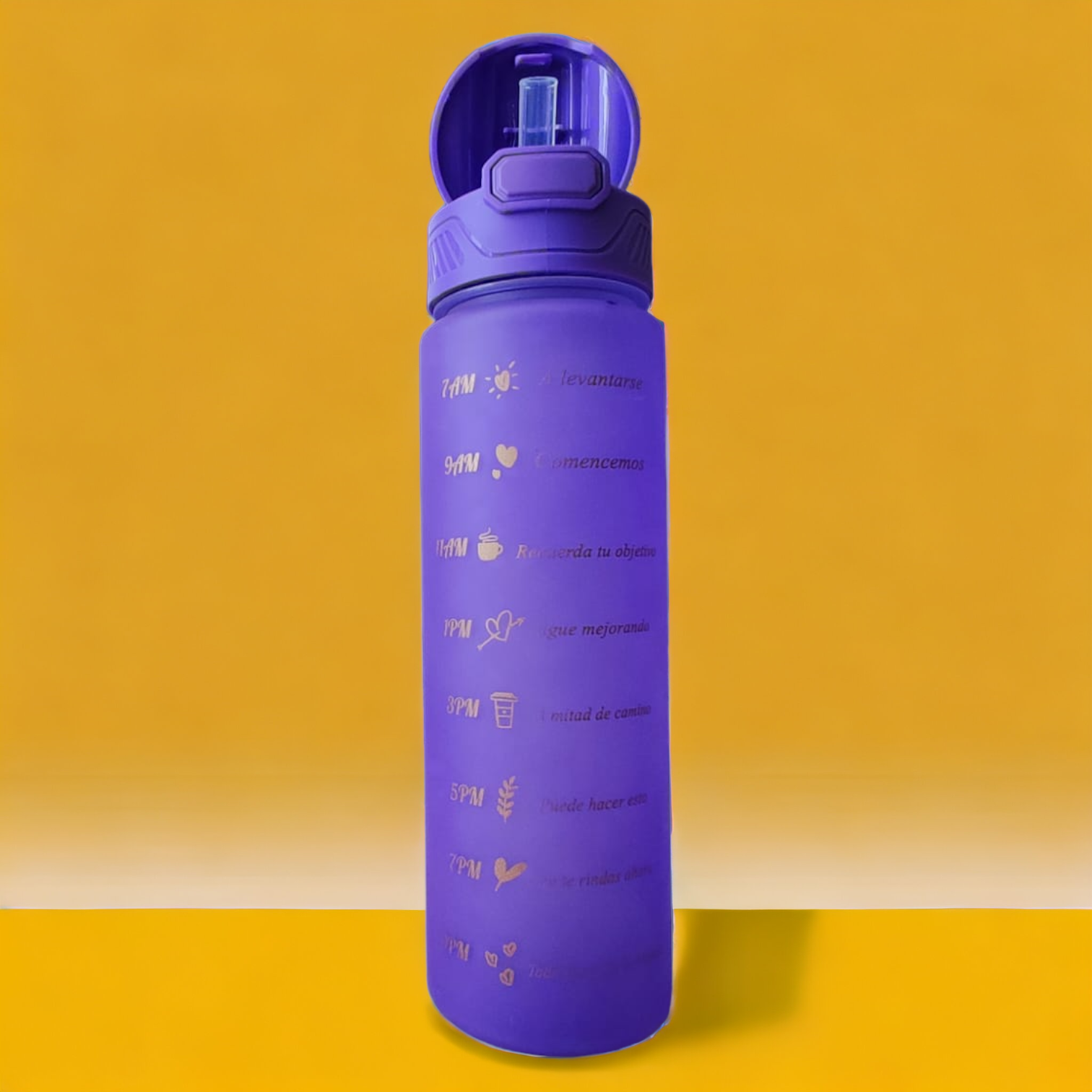 Vaso motivacional trio 3 en 1con stickers morado cambia de color