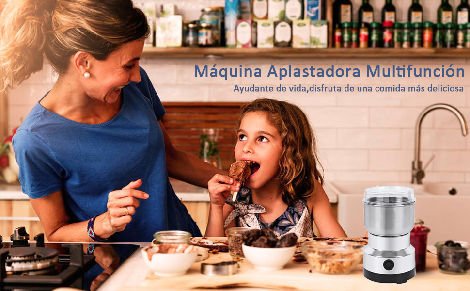 Molino eléctrico portátil Molinillo de acero inoxidable Granos secos Especias Cereales Condimentos Máquina Molinillo de granos de café