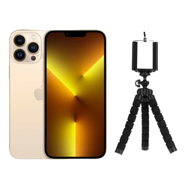 iPhone 13 Pro Max 512GB Dorado Reacondicionado Grado A + Trípode.