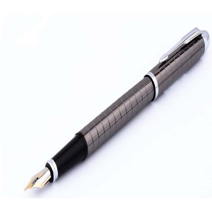 Plumas Fuente para Oficina MXBYF-004-1 2pzas 0,5mm Punta Gris 2 Tintas Moradas Acero Inoxidable Para Cartucho SmallCartri 3,4mm, SolidSilver