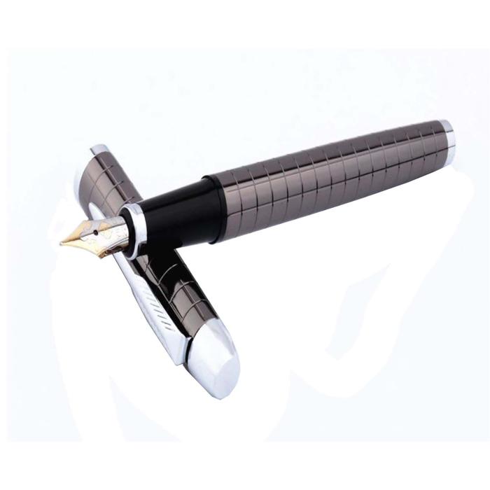 Pluma Tipo Fuente Punta Fina MXBYF-007-2 1pza 0,5mm Punta Gris 1 Tinta Verde Acero Inoxidable Para Cartucho SmallCartri 3,4mm, SolidSilver