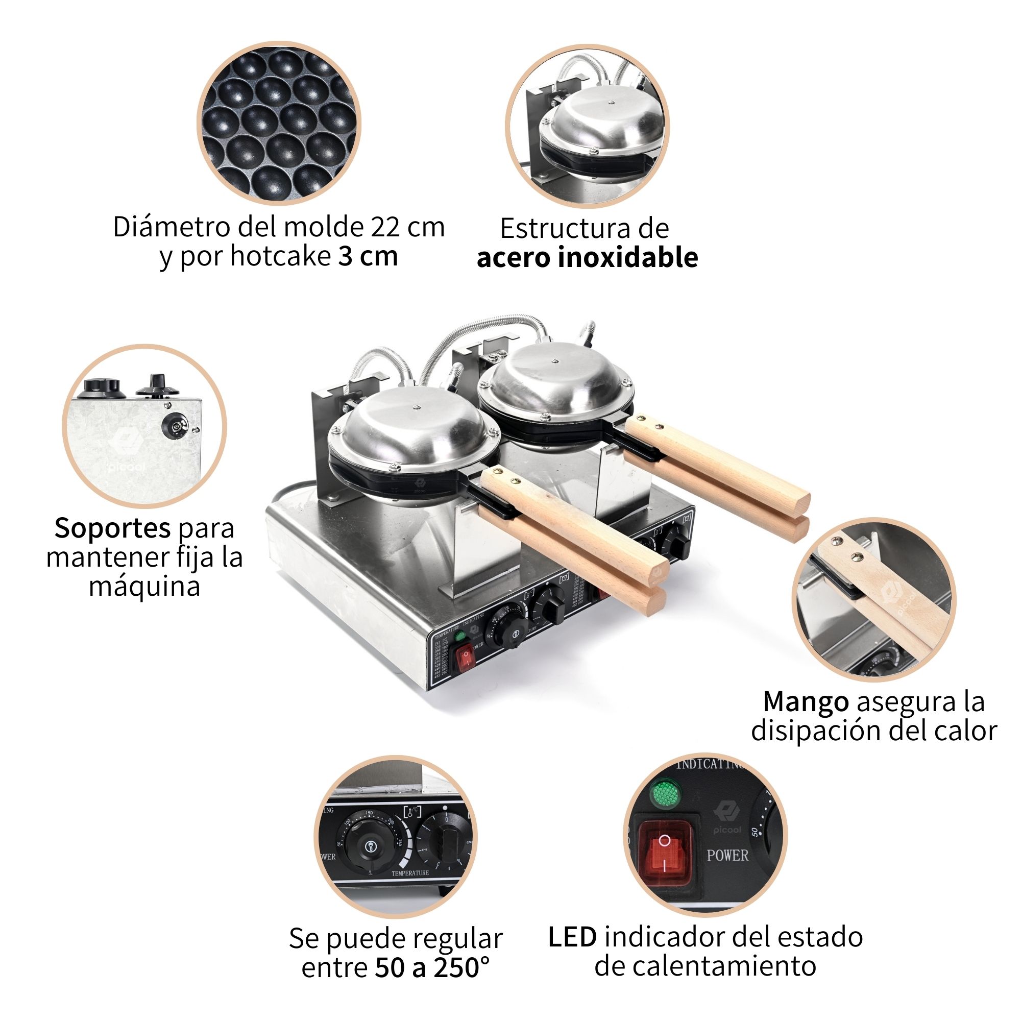 Waflera Electrica Doble Industrial Ajustable Y Antiadherente