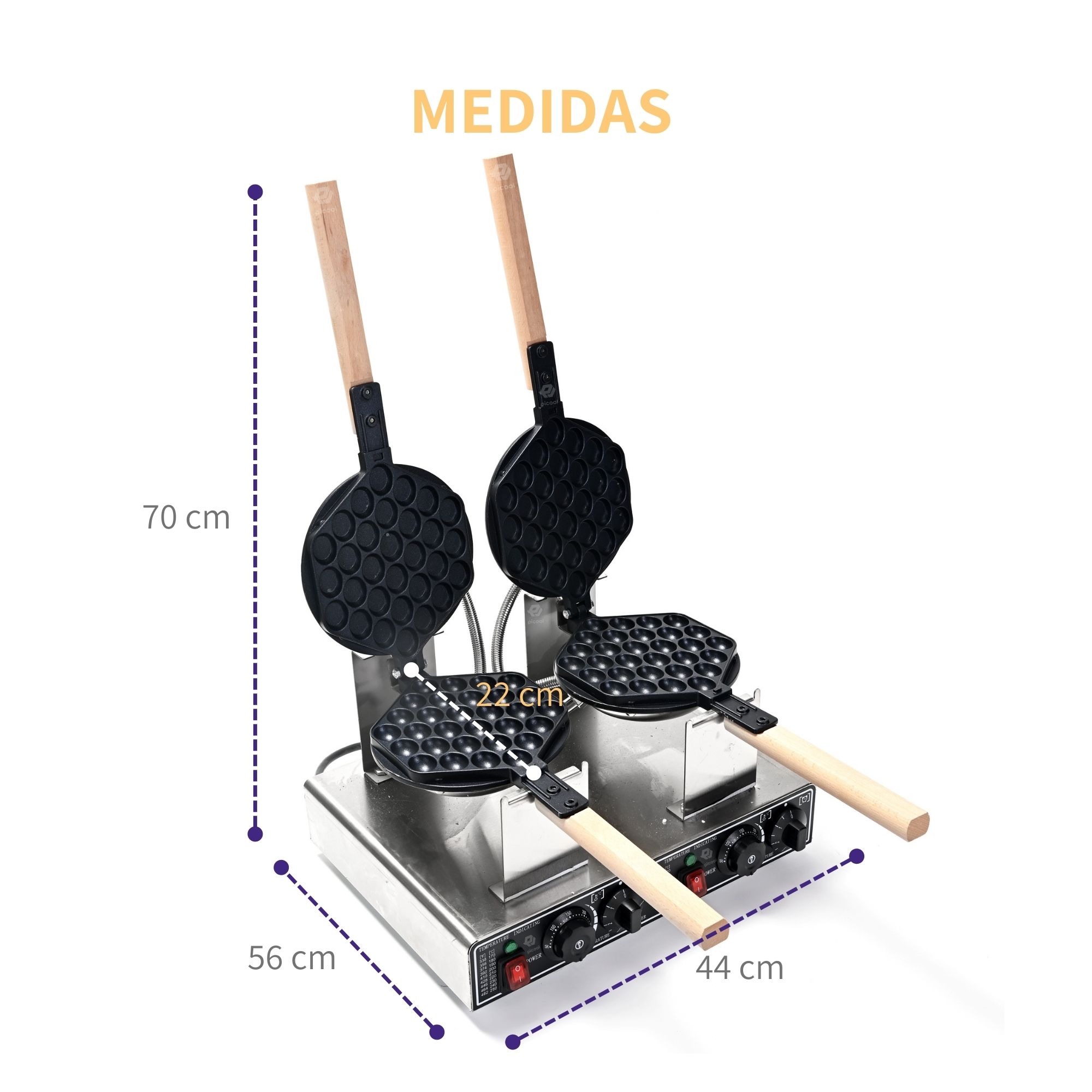 Waflera Electrica Antiadherente Teflon Metalica Wafle Cocina