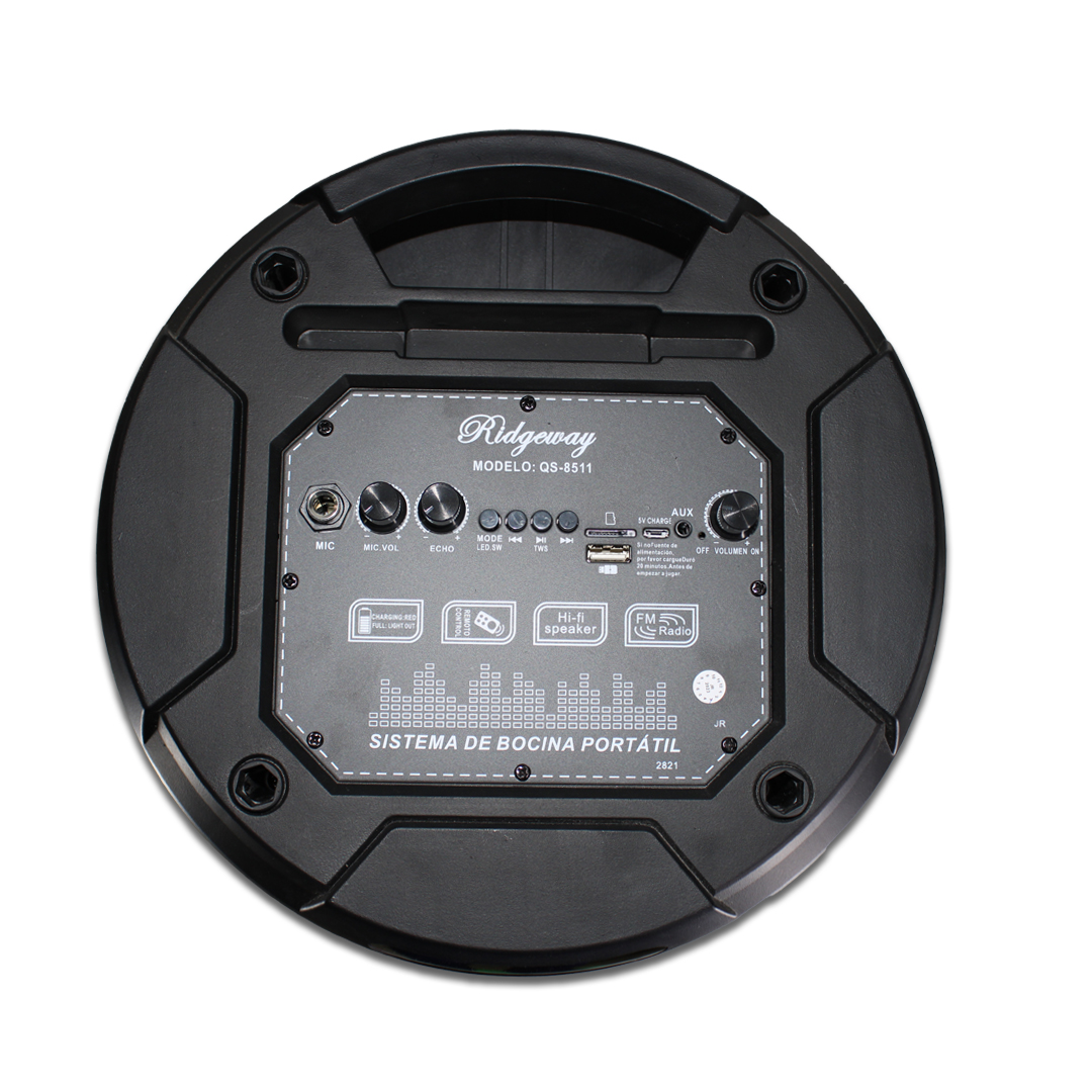BOCINA CON WOOFER DE 8 PULGADAS CONTROL Y MICRÓFONO