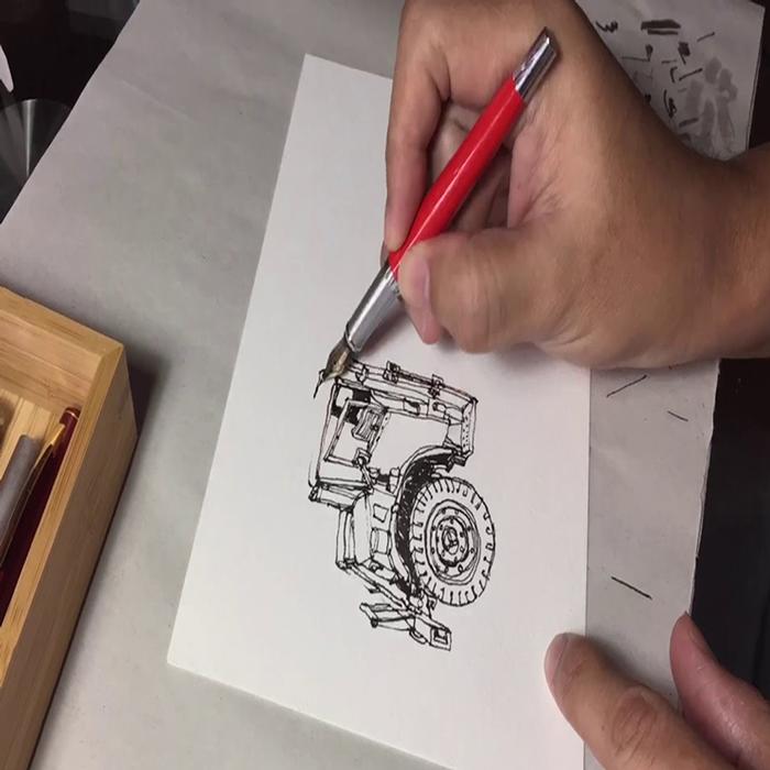 Plumas Tipo Fuente de Puntilla Fina MXSUN-005-1 1pza 0,5mm Punta Roja 1 Tinta Azul Marino Acero Inoxidable Para Cartucho SmallCartri, SunsetRed