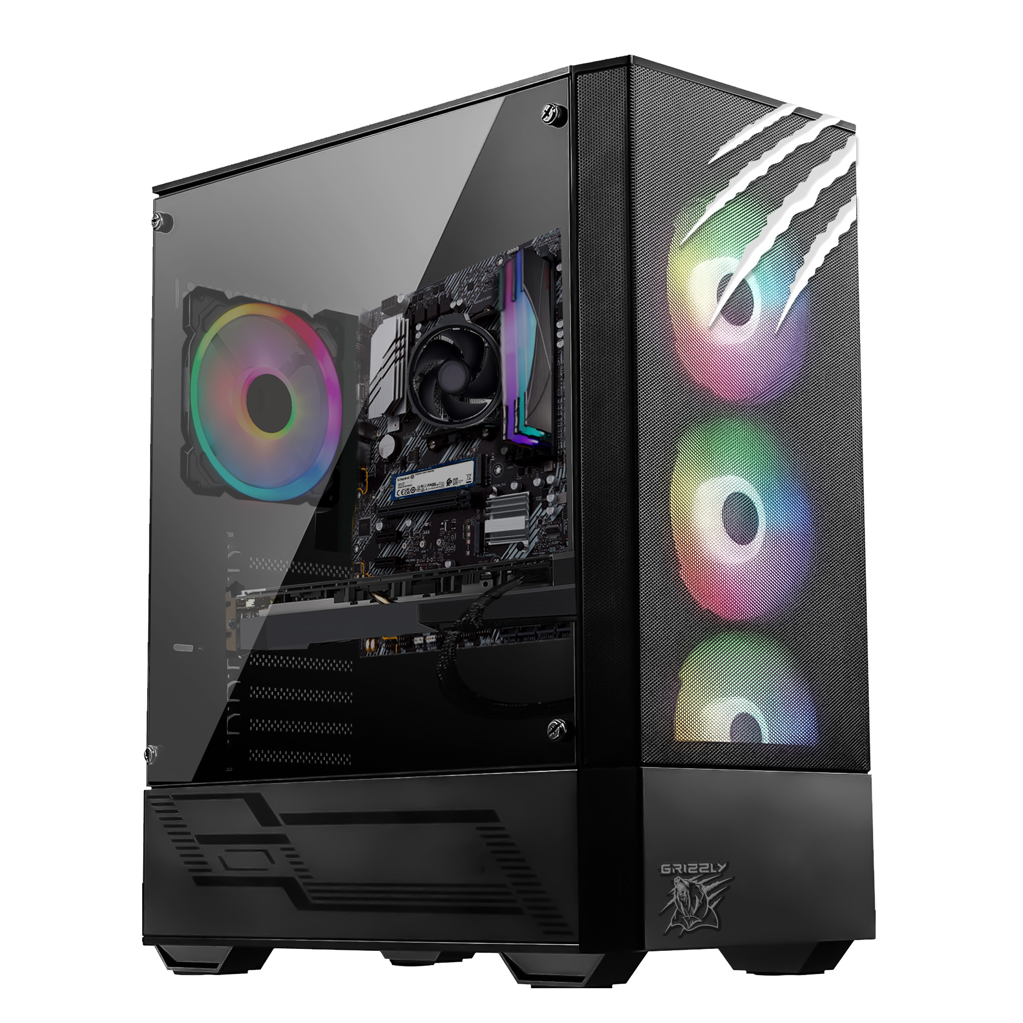 Pc Gamer Grizzly AMD Ryzen 5 4600G 3.70 GHz, AMD Radeon RX 6600 Eagle, 512GB NVME SSD, 16GB DDR4 3200, Wi-Fi, BT, Windows 11 Home 64-bit Trial (1 año de garantía)