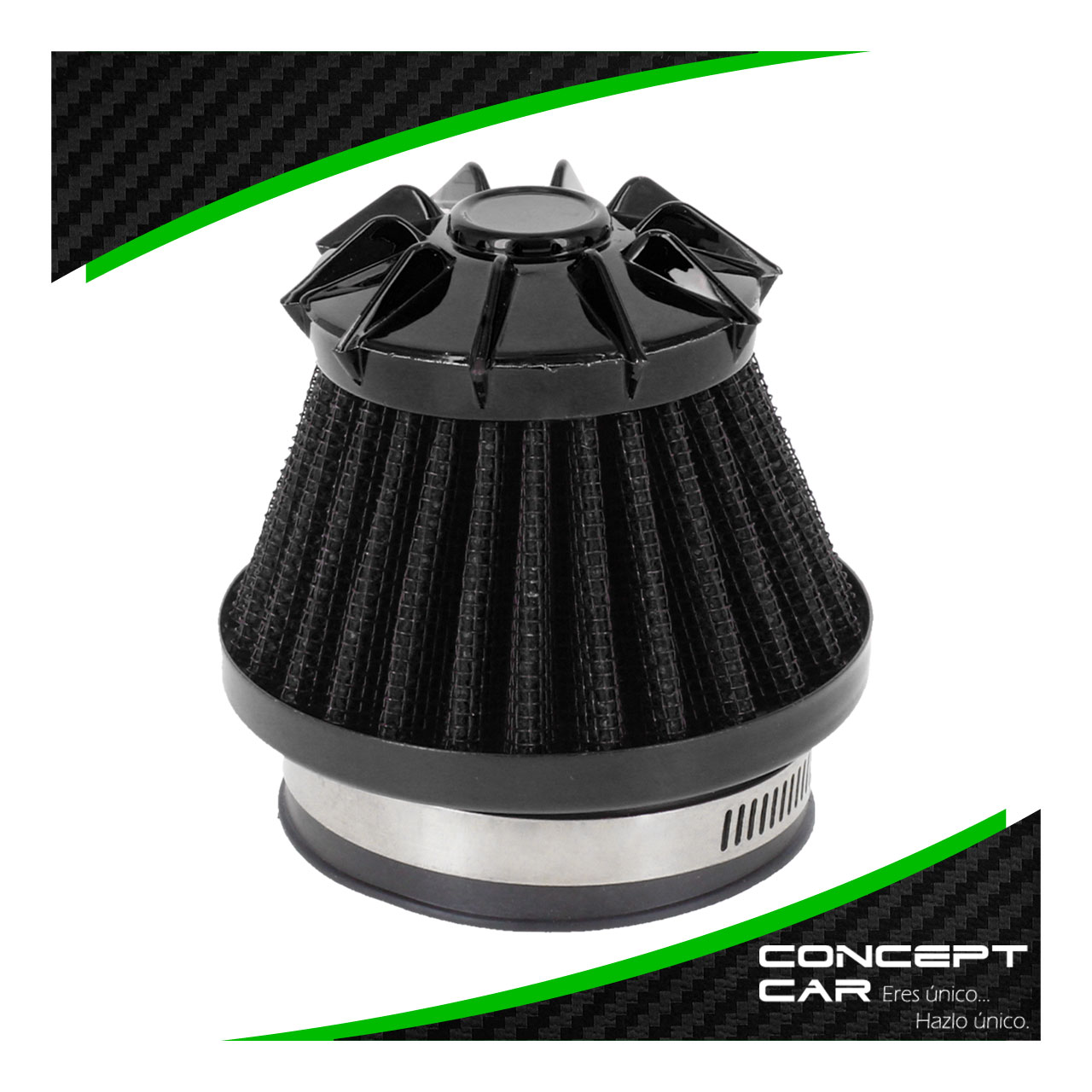 Filtro De Aire Alto Flujo Moto Universal Con Adaptadores