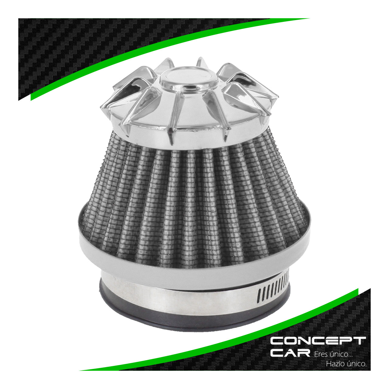 Filtro De Aire Alto Flujo Moto Universal Con Adaptadores