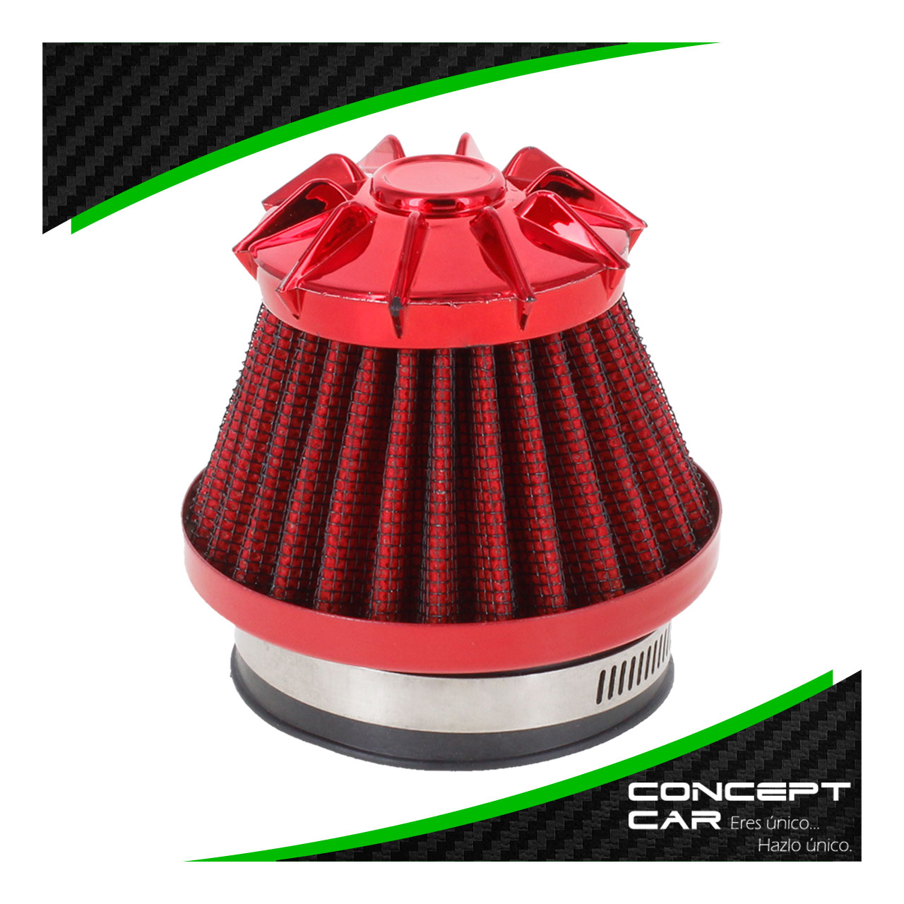 Filtro De Aire Alto Flujo Moto Universal Con Adaptadores