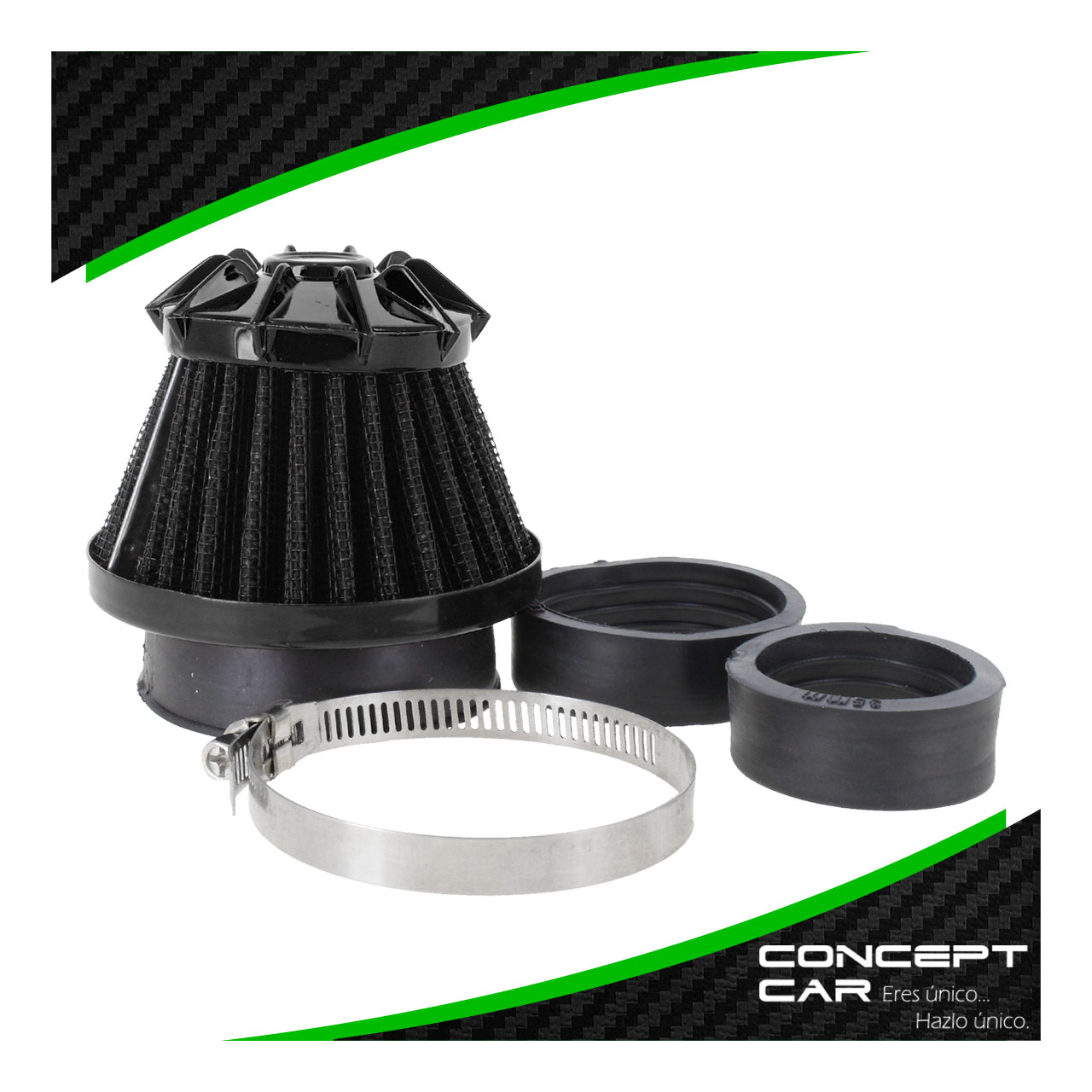 Filtro De Aire Alto Flujo Moto Universal Con Adaptadores