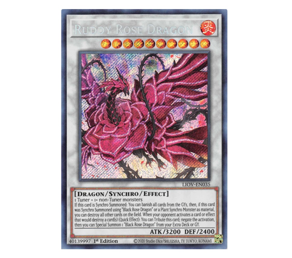 Yugioh Ruddy Rose Dragon Secret Rare 1st Edition LIOV-EN035 - Konami