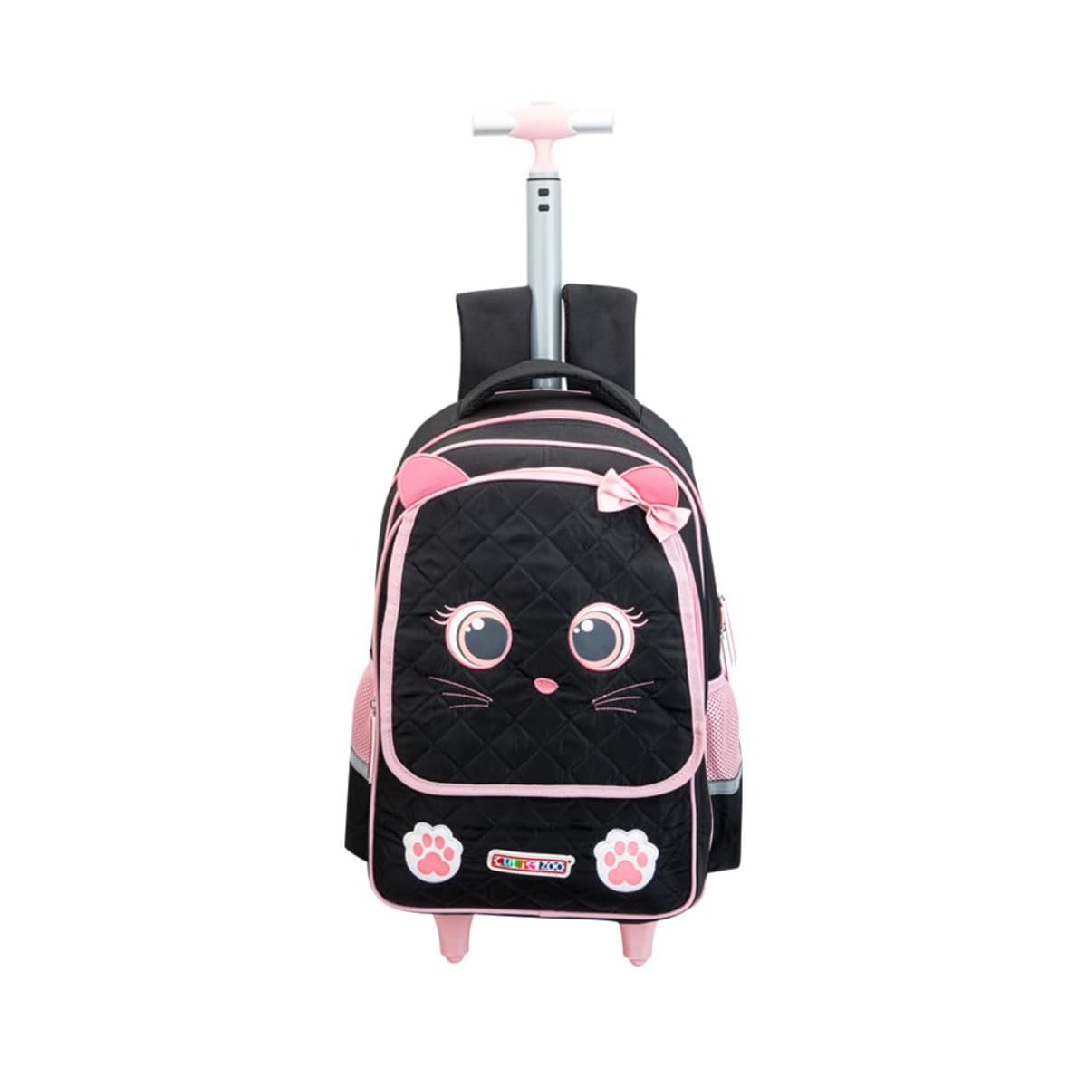 Mochila escolar para niña Cutie Zoo, con ruedas y ojos, orejas y patitas de gato, mod. 1088166