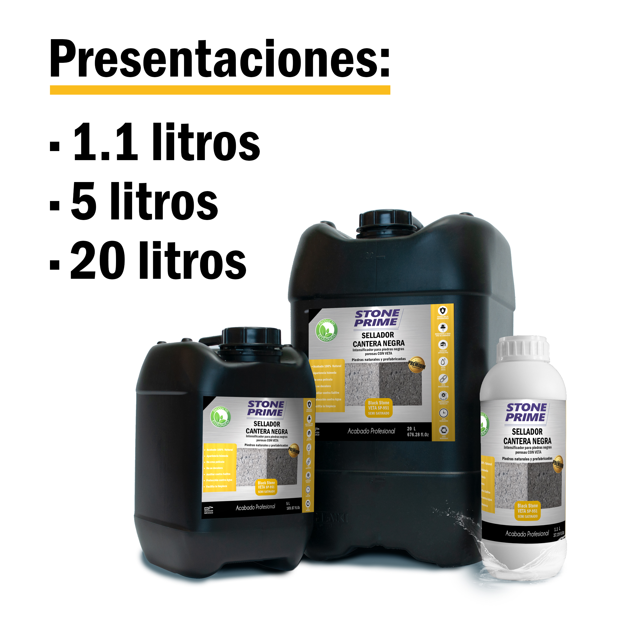 Sellador para piedra cantera negra Stone Prime Acabado mojado 20 litros