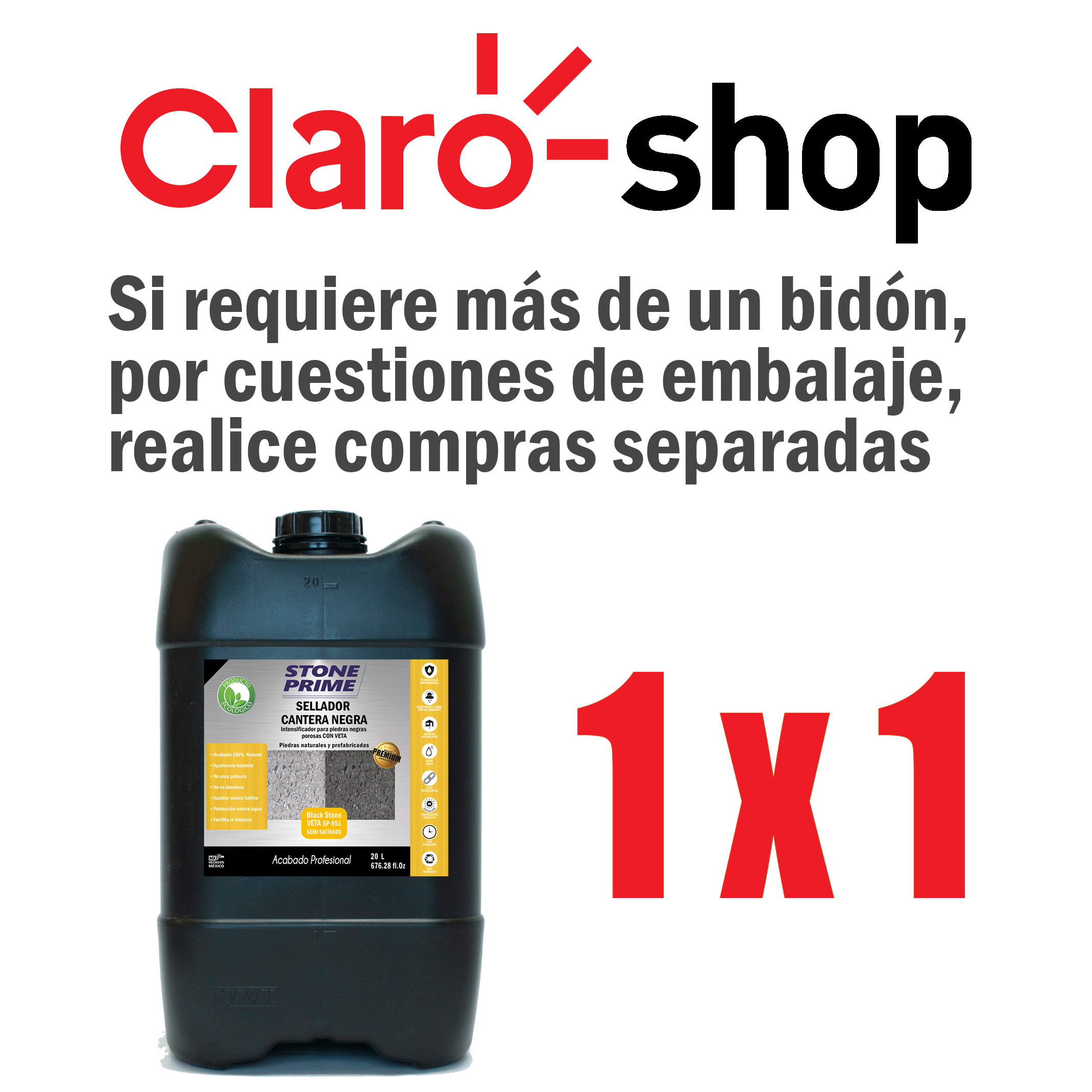 Sellador para piedra cantera negra Stone Prime Acabado mojado 20 litros