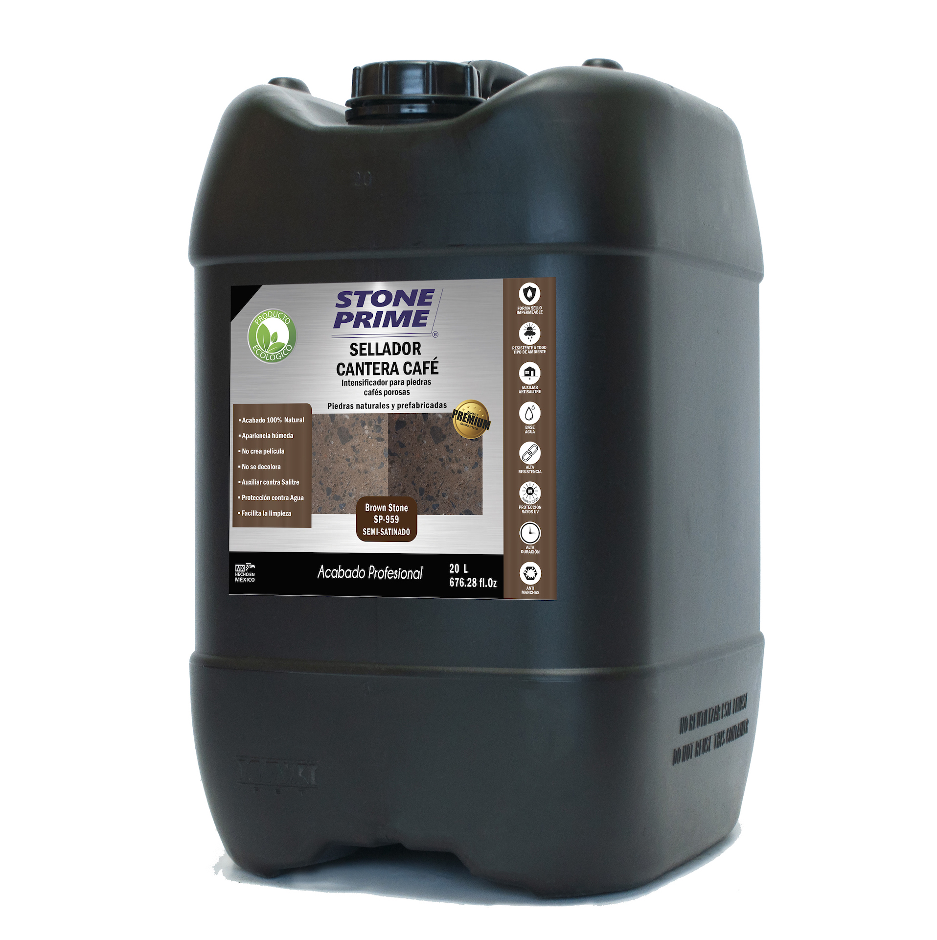 Sellador para piedra cantera café Stone Prime Acabado mojado 20 litros