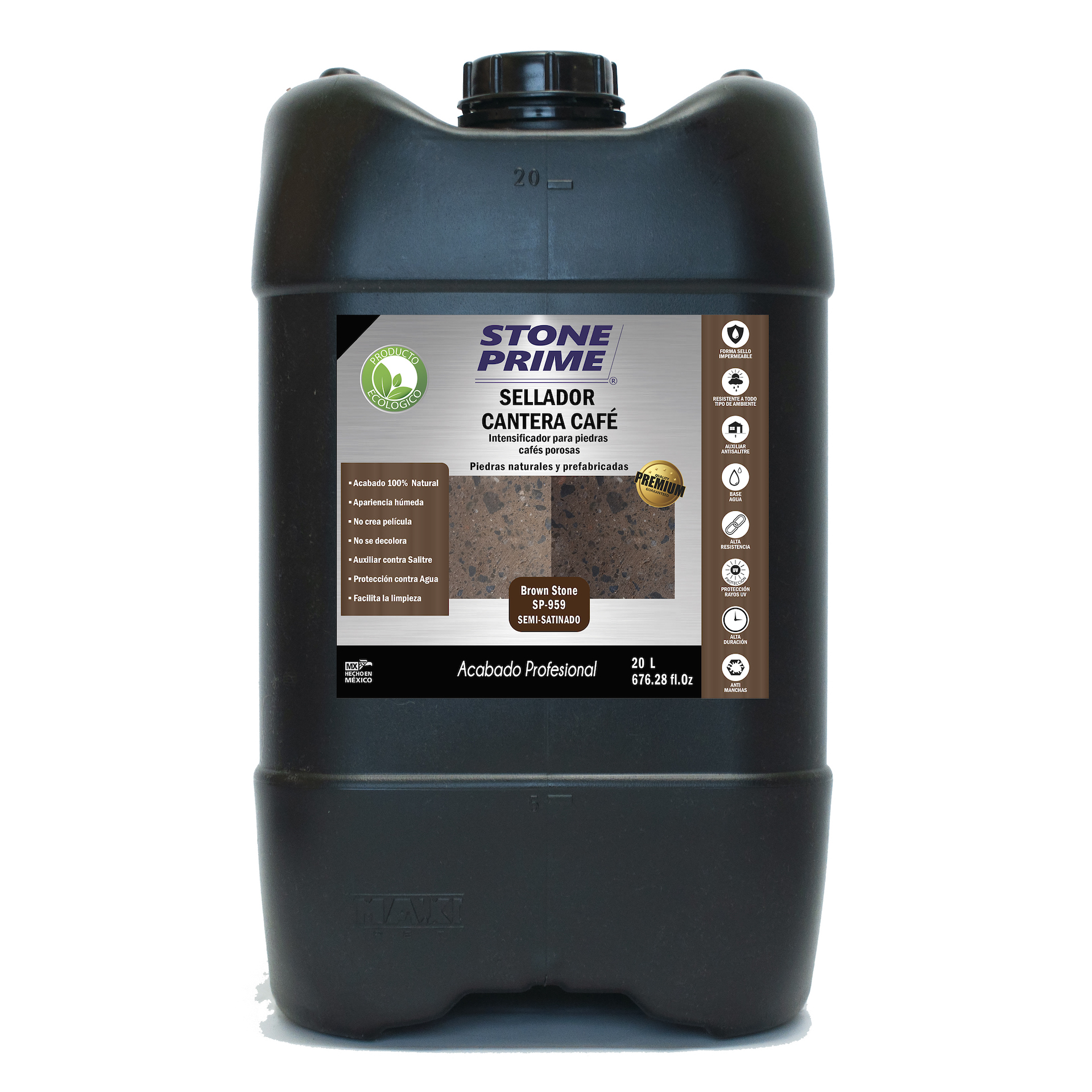 Sellador para piedra cantera café Stone Prime Acabado mojado 20 litros