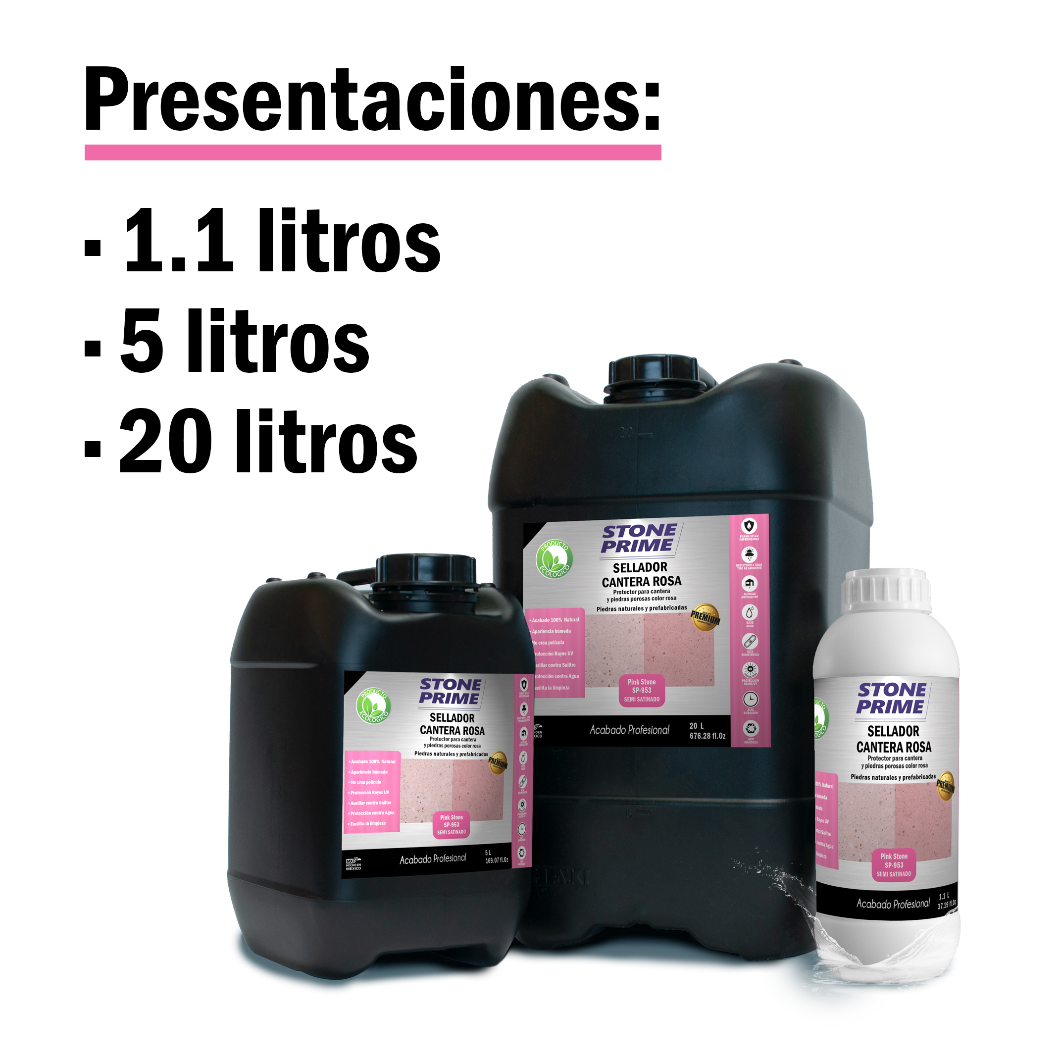 Sellador para piedra cantera rosa Stone Prime Acabado mojado 1.1 litros