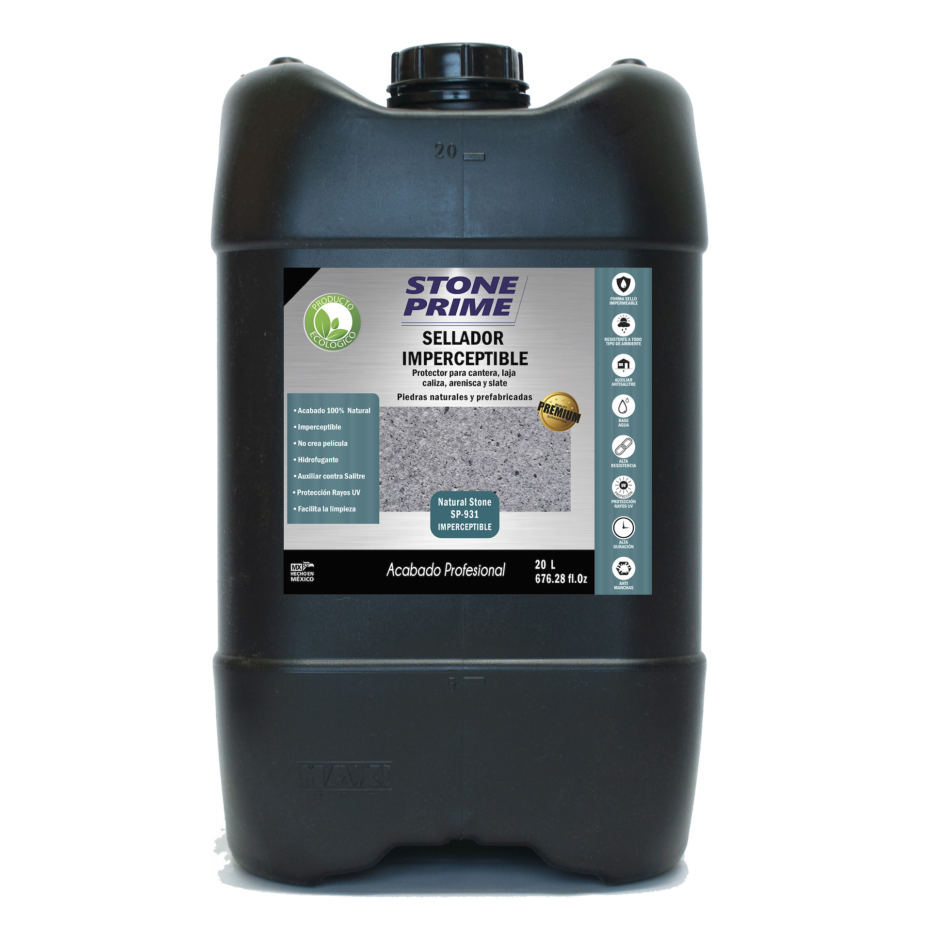 Sellador hidrofugante imperceptible Stone Prime Acabado natural 20 litros