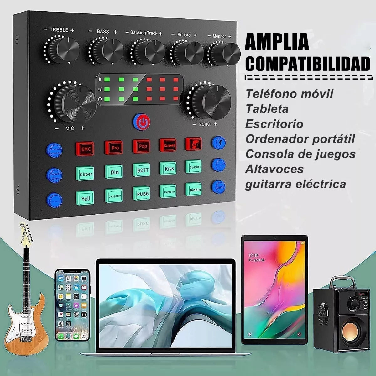 Mezcladora Audio V8s De Audio Con Tarjeta De Sonido Podcast