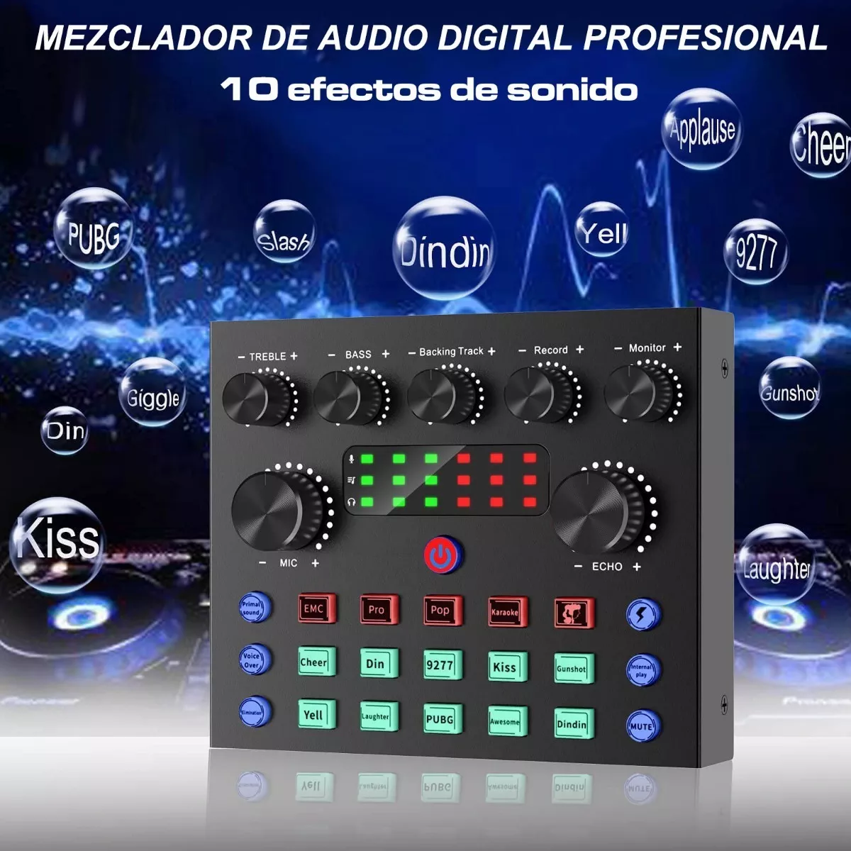 Mezcladora Audio V8s De Audio Con Tarjeta De Sonido Podcast