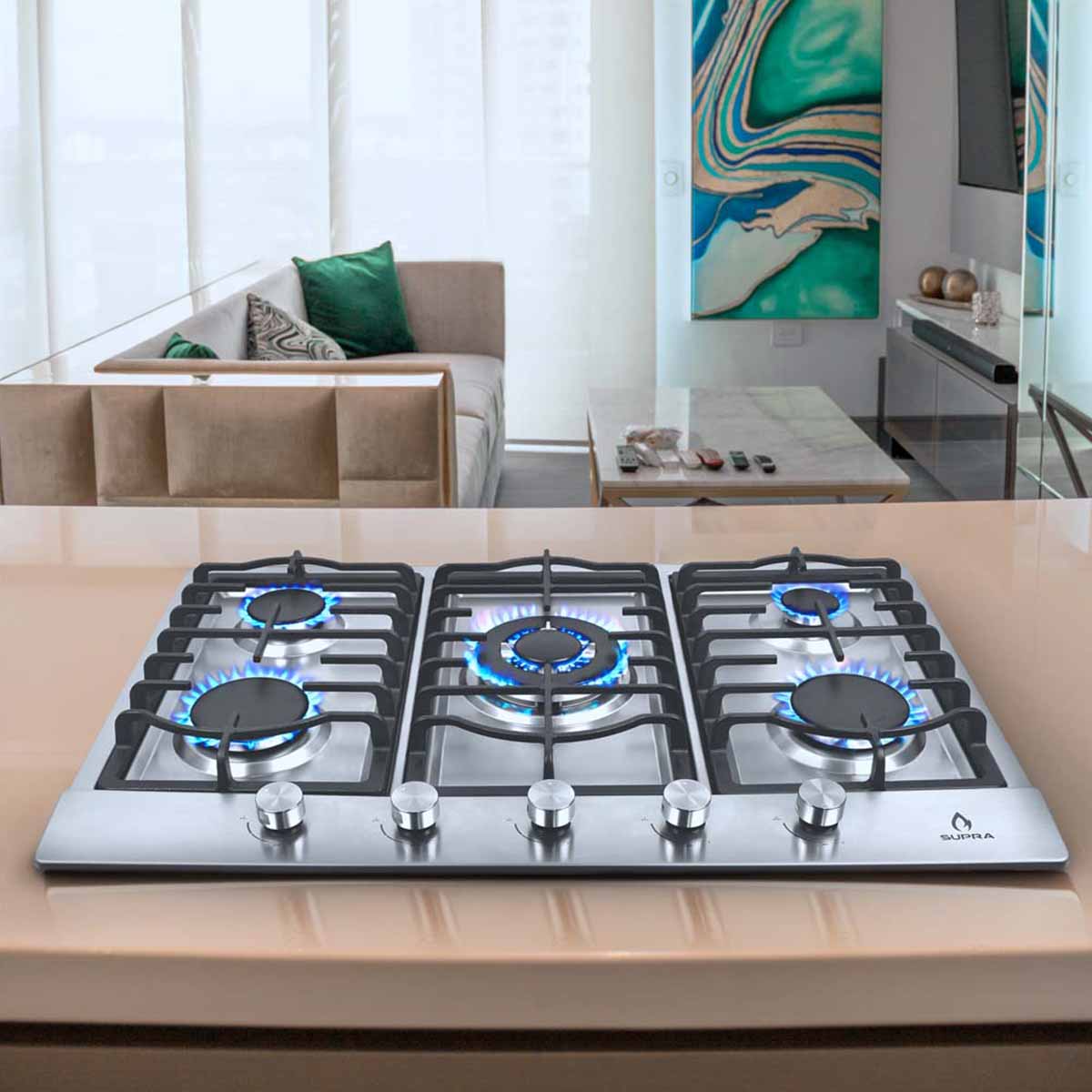 Parrilla Empotrable Gas Supra 76cm QUANTUM 76 Cubierta Acero Inoxidable