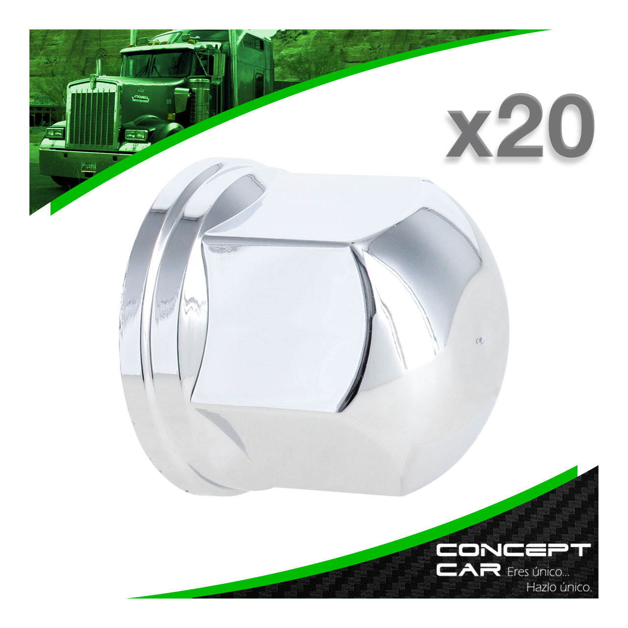 20 Capuchon Cubre Tuerca Trailer Plastico Cromado 38mm