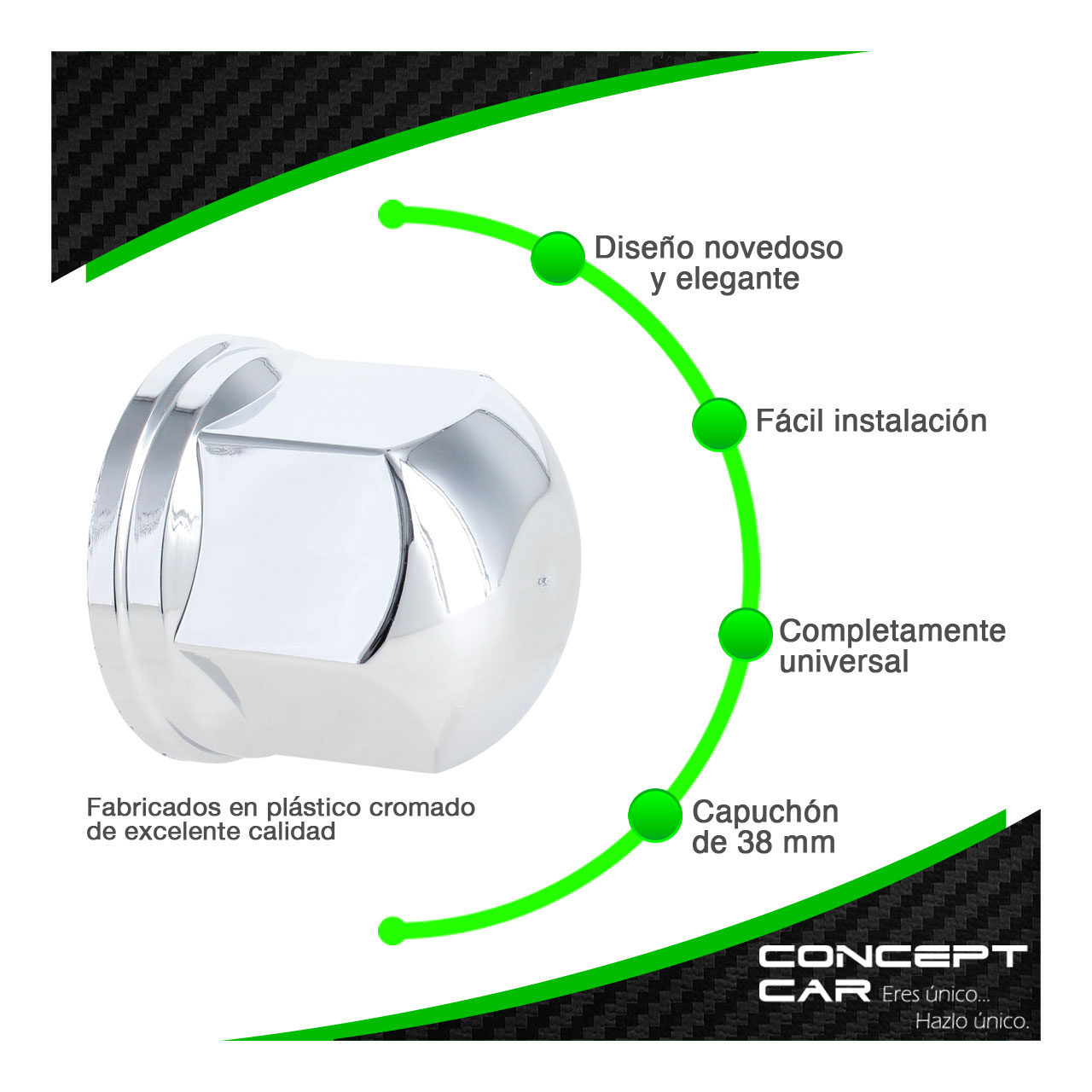 20 Capuchon Cubre Tuerca Trailer Plastico Cromado 38mm