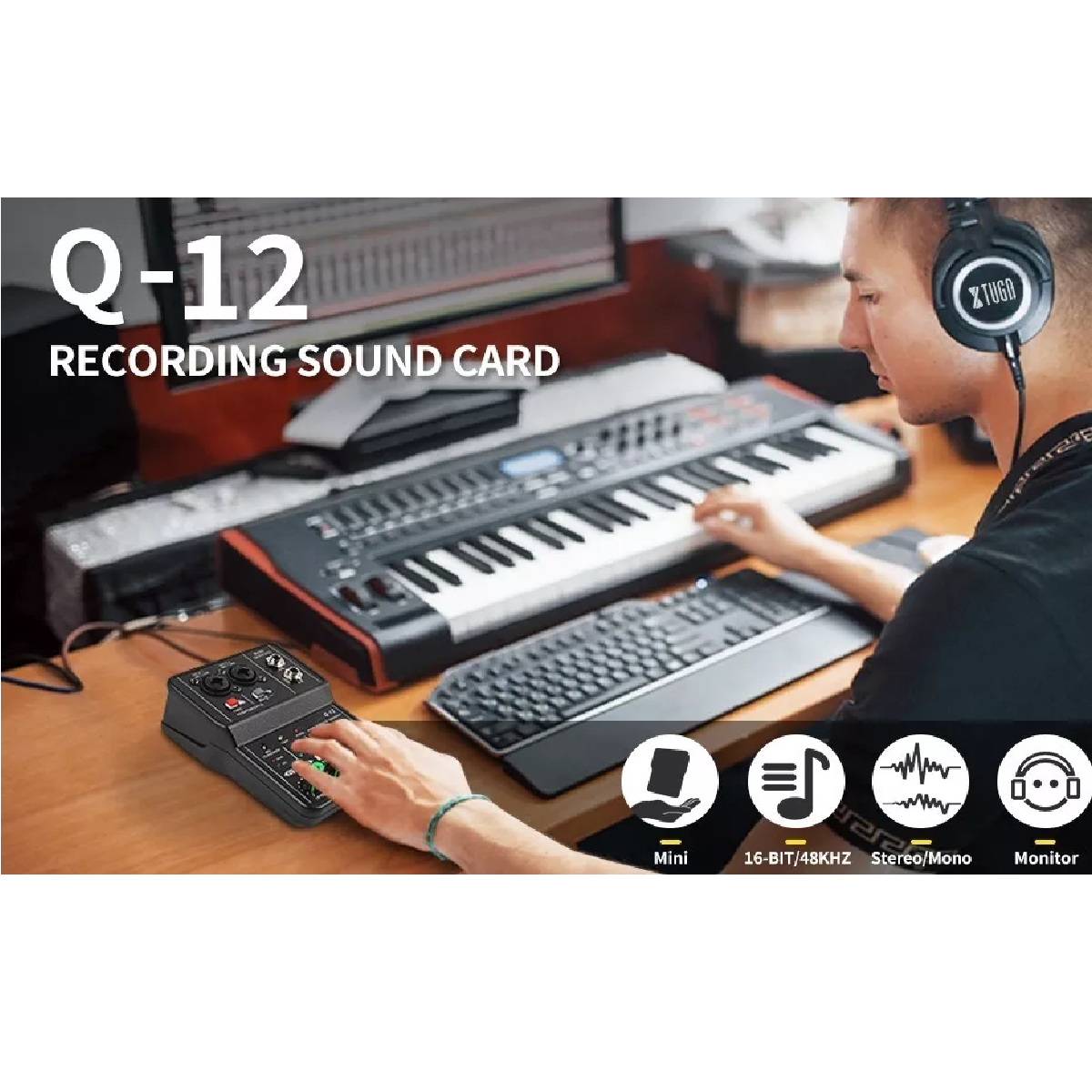 Interfaz De Audio Q-12 Tarjeta De Sonido Ordenador