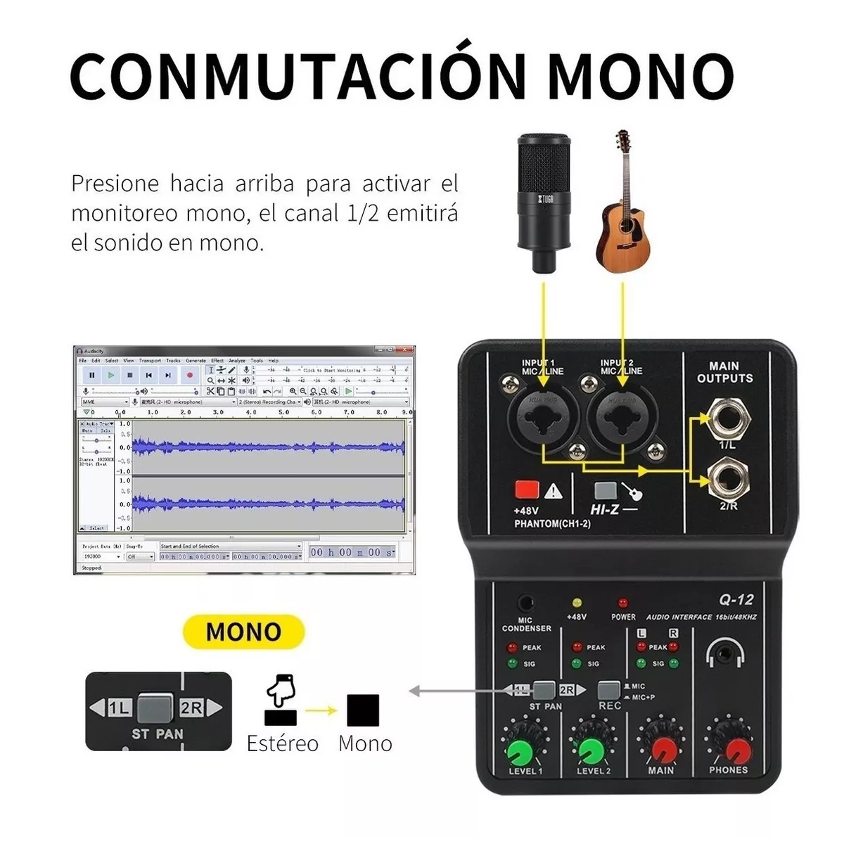 Interfaz De Audio Q-12 Tarjeta De Sonido Ordenador