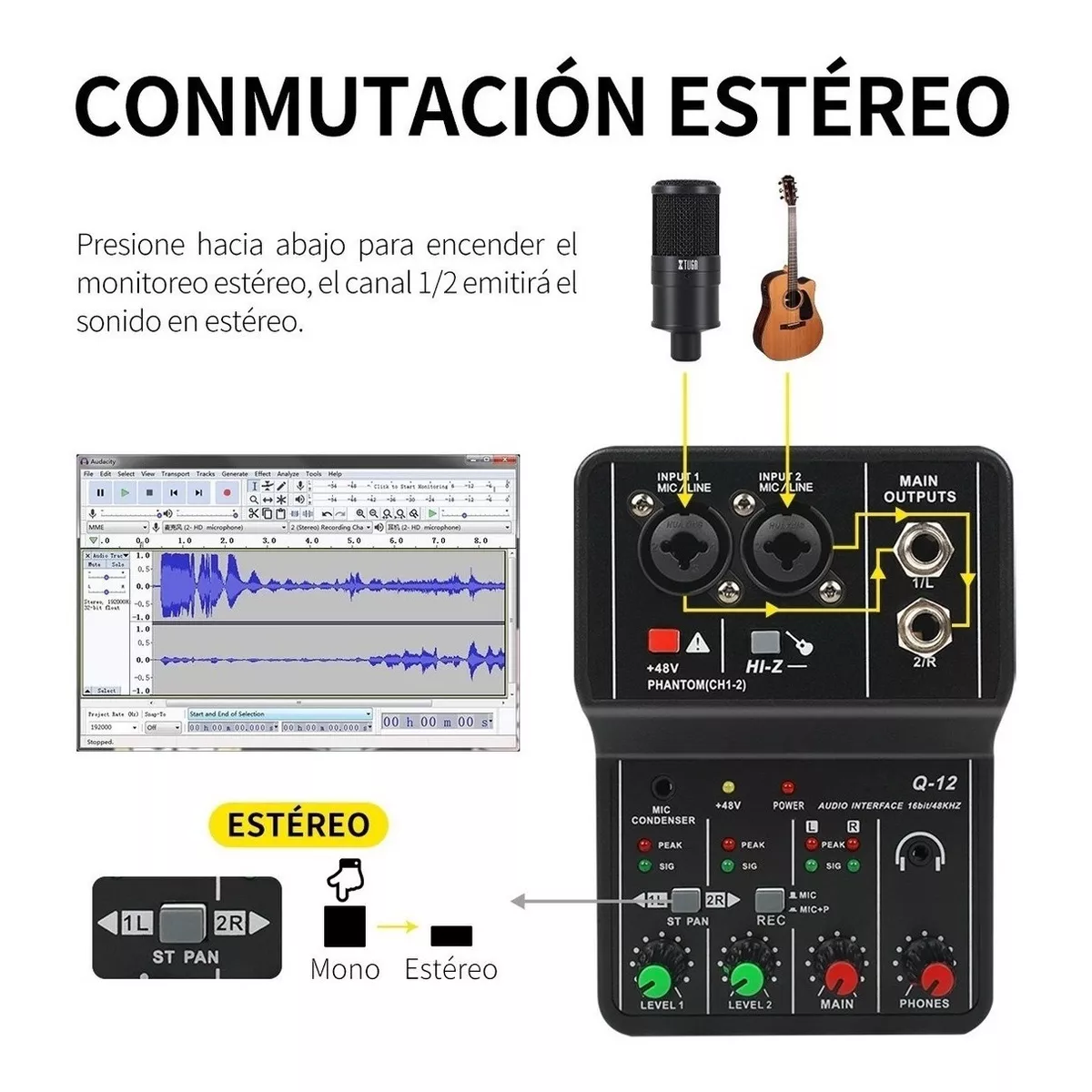 Interfaz De Audio Q-12 Tarjeta De Sonido Ordenador