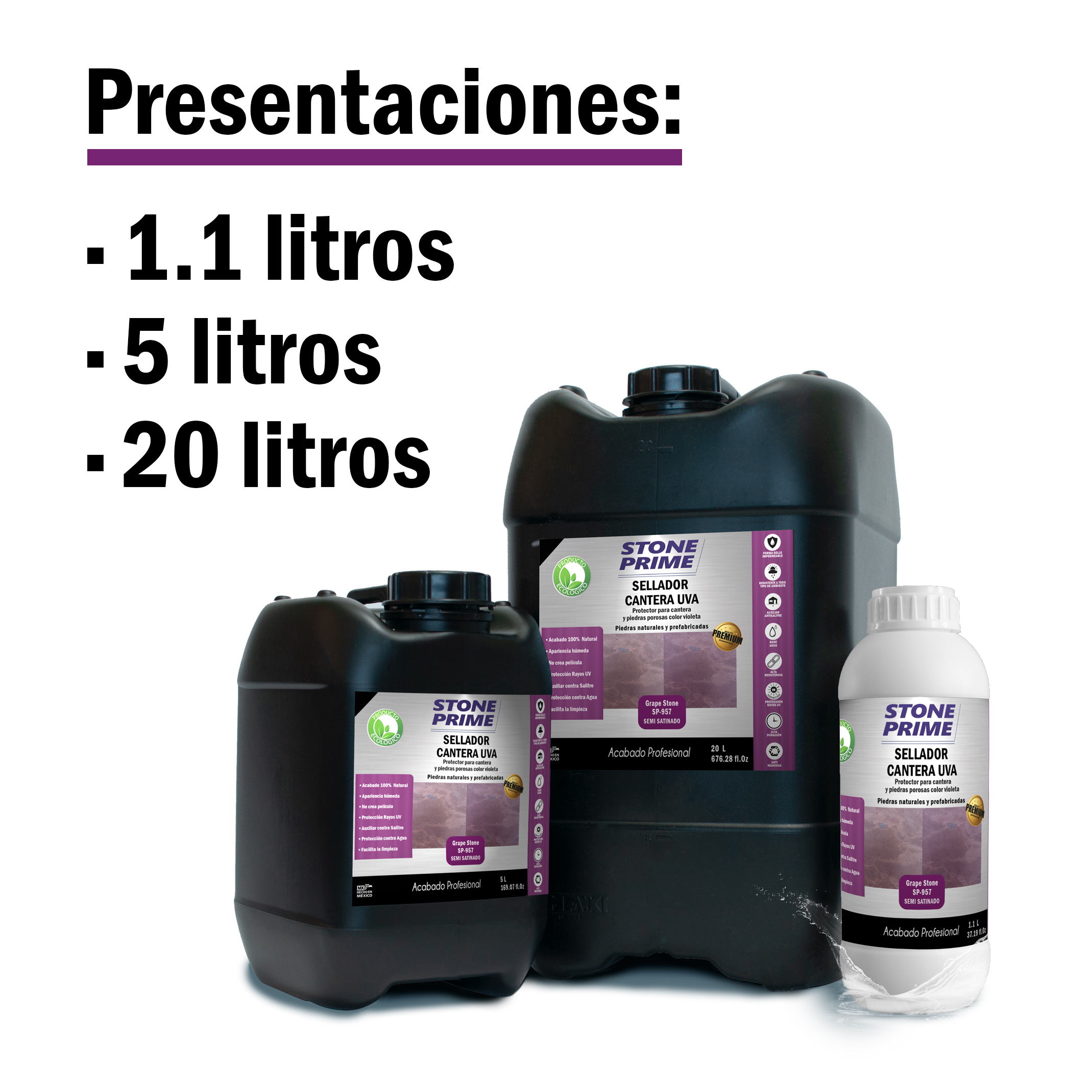 Sellador para piedra cantera morada Stone Prime Acabado mojado 1.1 litros